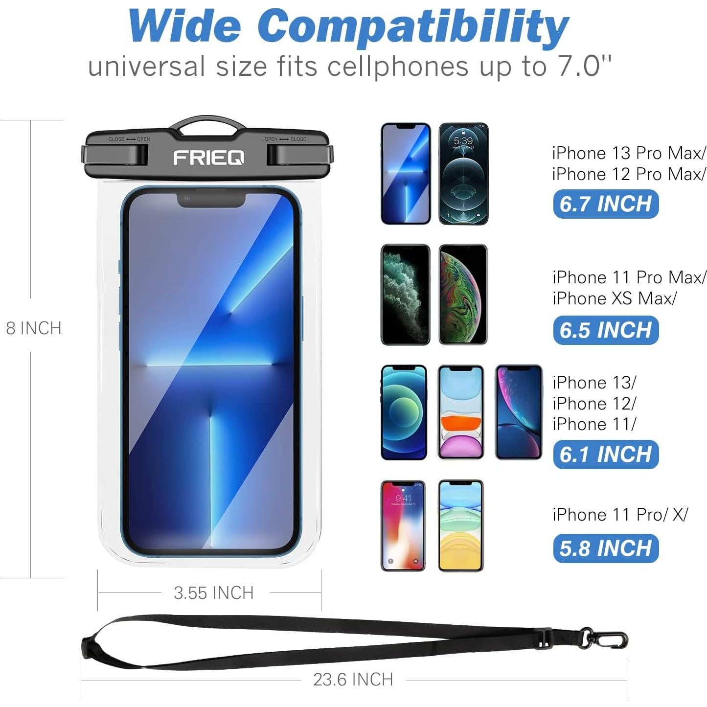 Bolsa Impermeable FRIEQ Universal IPX8 para Teléfonos hasta 7"