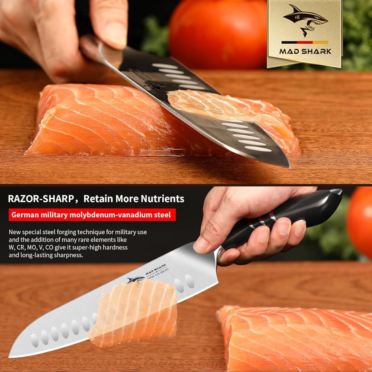 Cuchillo Santoku 20 cm MAD SHARK - Acero Alemán, Mango Ergonómico