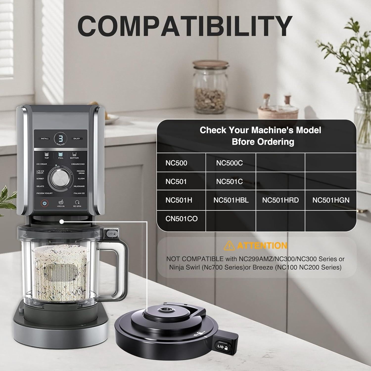 Tapa de Tazón Exterior ChamThingzeal NC501 para Helado