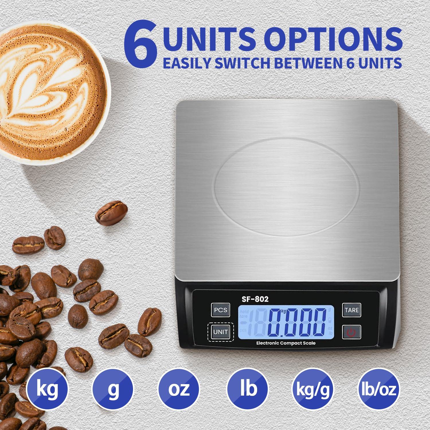 Escala de Cocina Digital 30kg JAQAZNVB Acero Inoxidable Negro