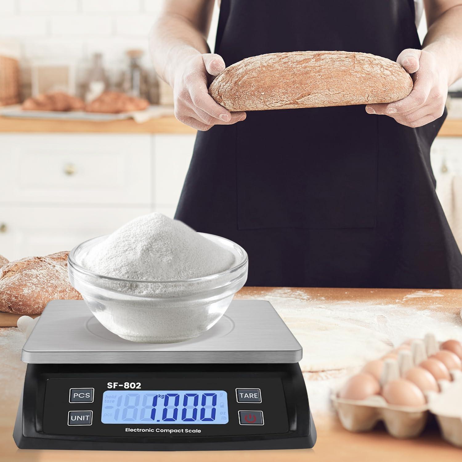 Escala de Cocina Digital 30kg JAQAZNVB Acero Inoxidable Negro