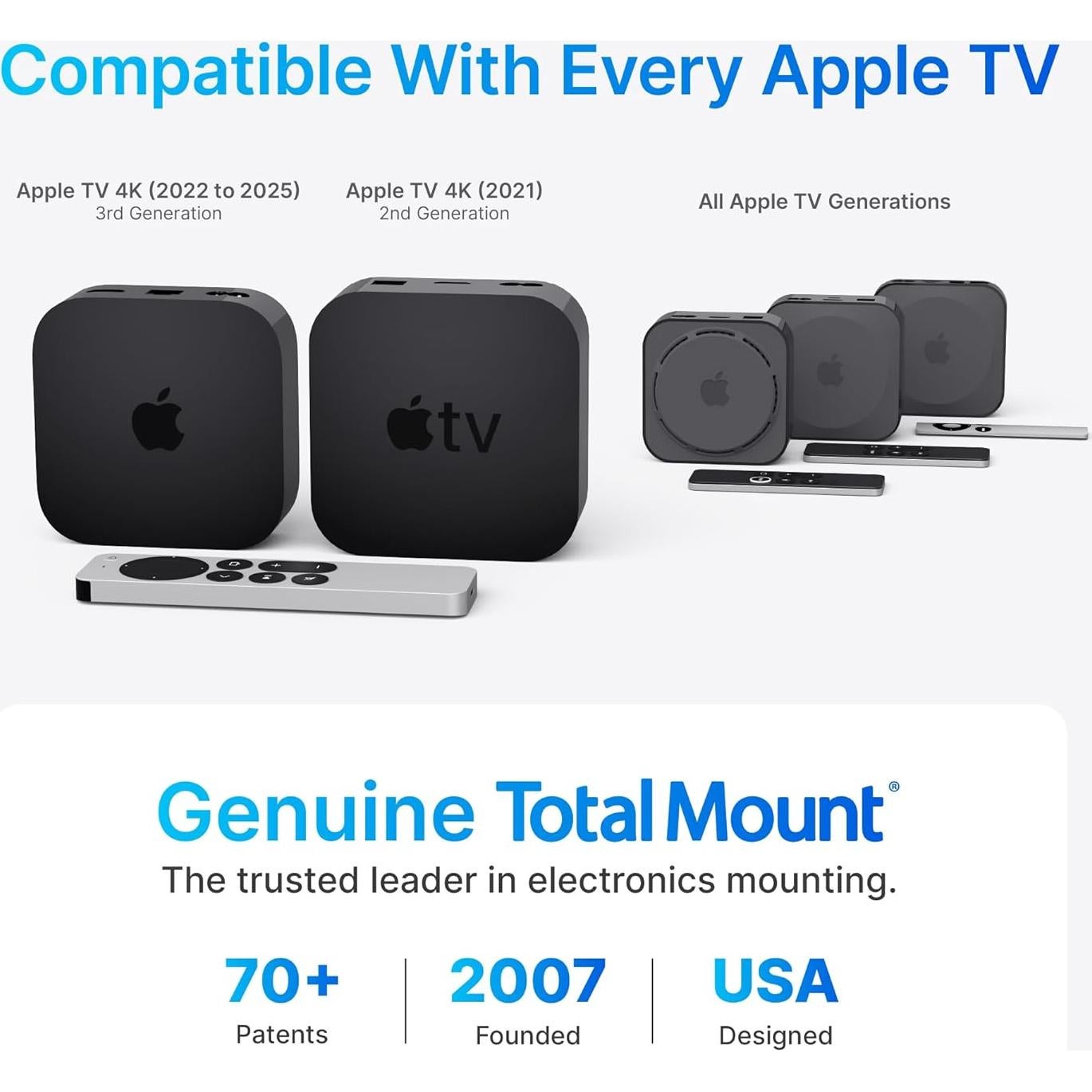 Soporte para Apple TV TotalMount Negro Premium - Compatible con todas las generaciones