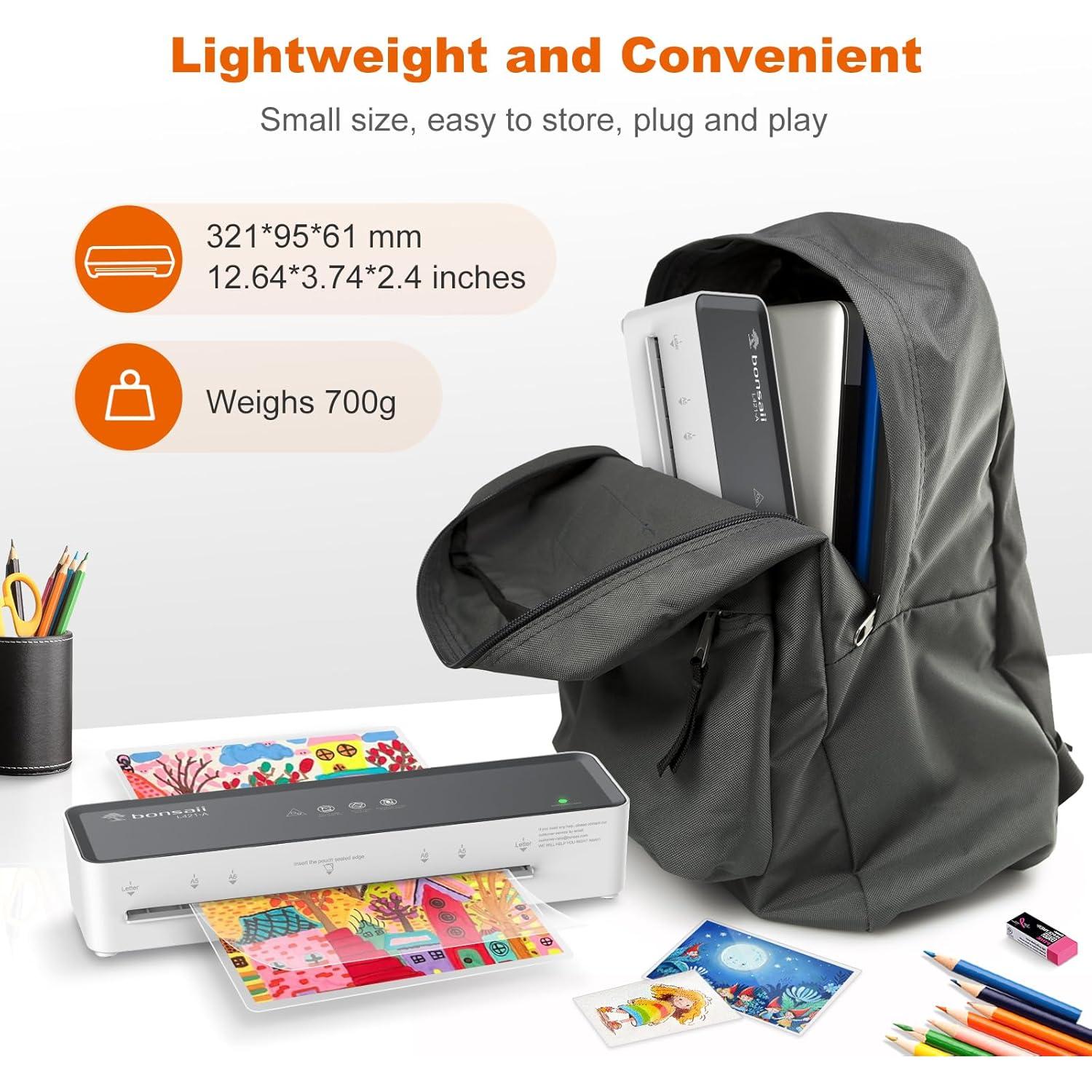 Laminadora Térmica Bonsaii 9 Pulgadas con 5 Fundas Gris