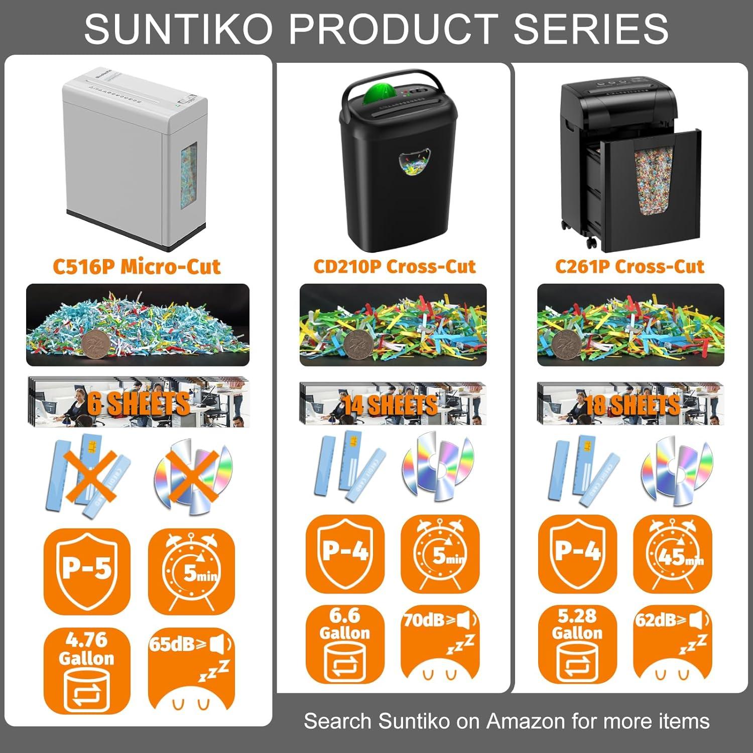 Destructora de papel micro corte Suntiko C516 5 hojas 10L