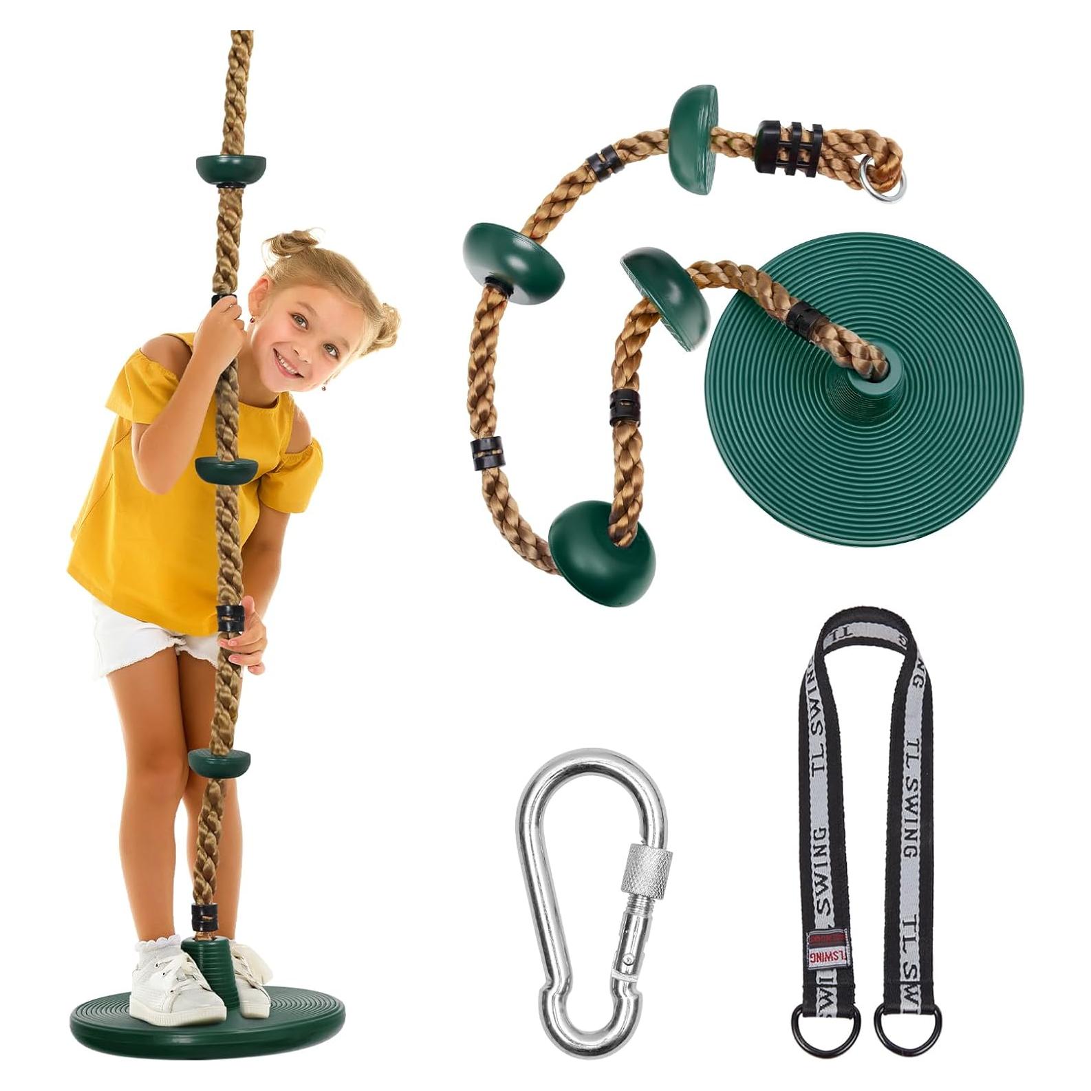 Columpio para Niños DECORLIFE Verde con Disco y Cuerda Ajustable