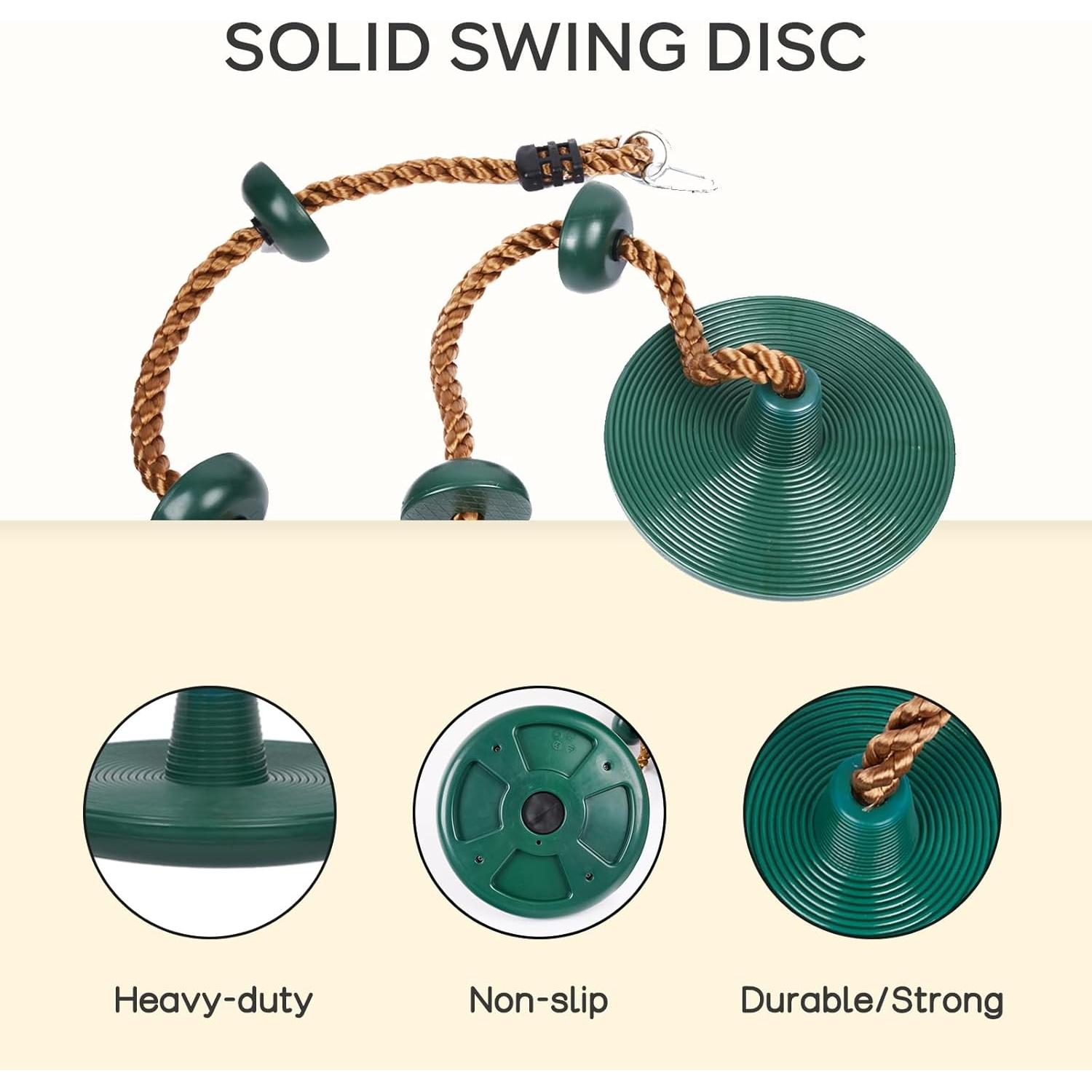 Columpio para Niños DECORLIFE Verde con Disco y Cuerda Ajustable