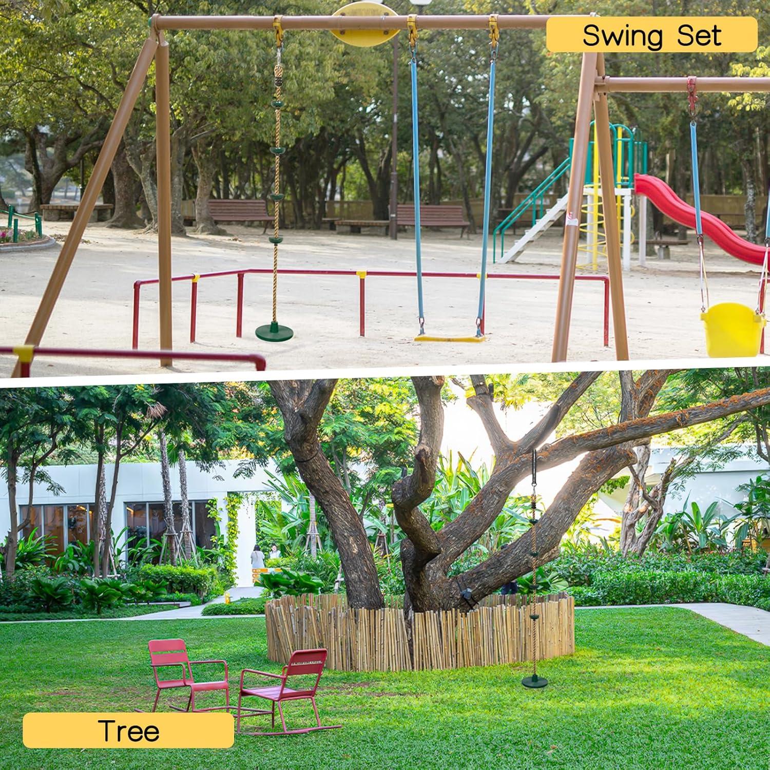 Columpio para Niños DECORLIFE Verde con Disco y Cuerda Ajustable