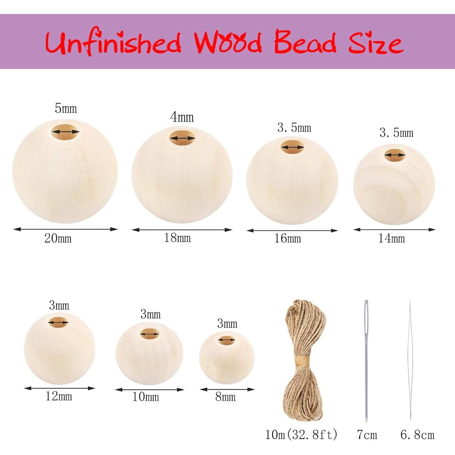 Perlas de Madera Redondas 10mm SMANTA - 500 Piezas DIY