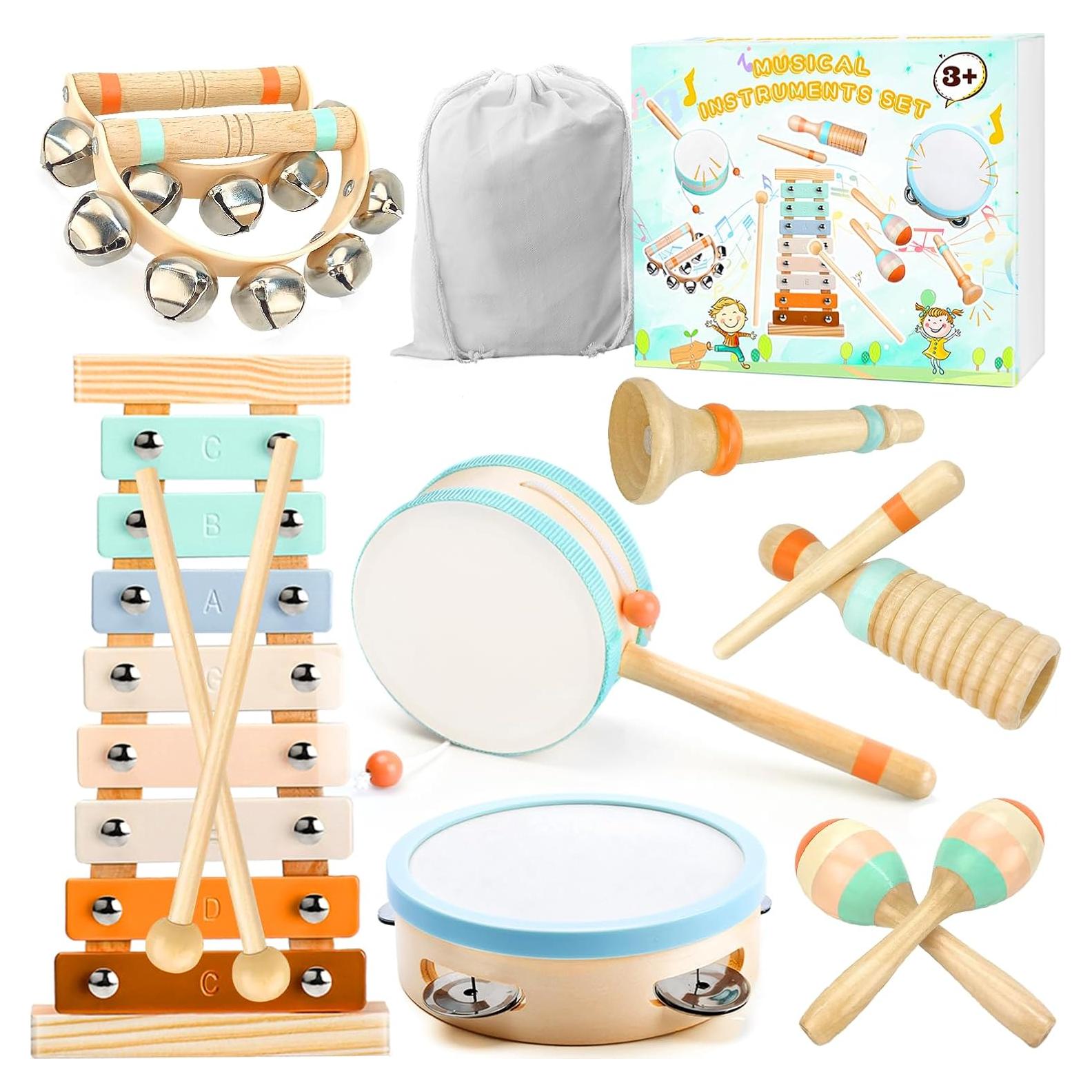 Set de Instrumentos Musicales de Madera Montessori - 1-3 Años
