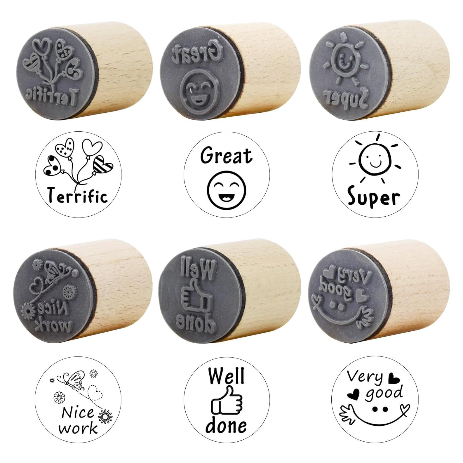 Sellos de Goma para Maestros Happylain - 6 PCS, 3x4 cm