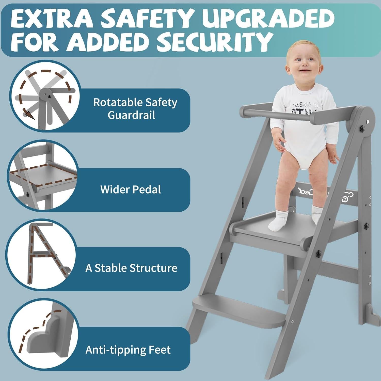 Torre Plegable para Niños Doerpuz con 3 Alturas Ajustables