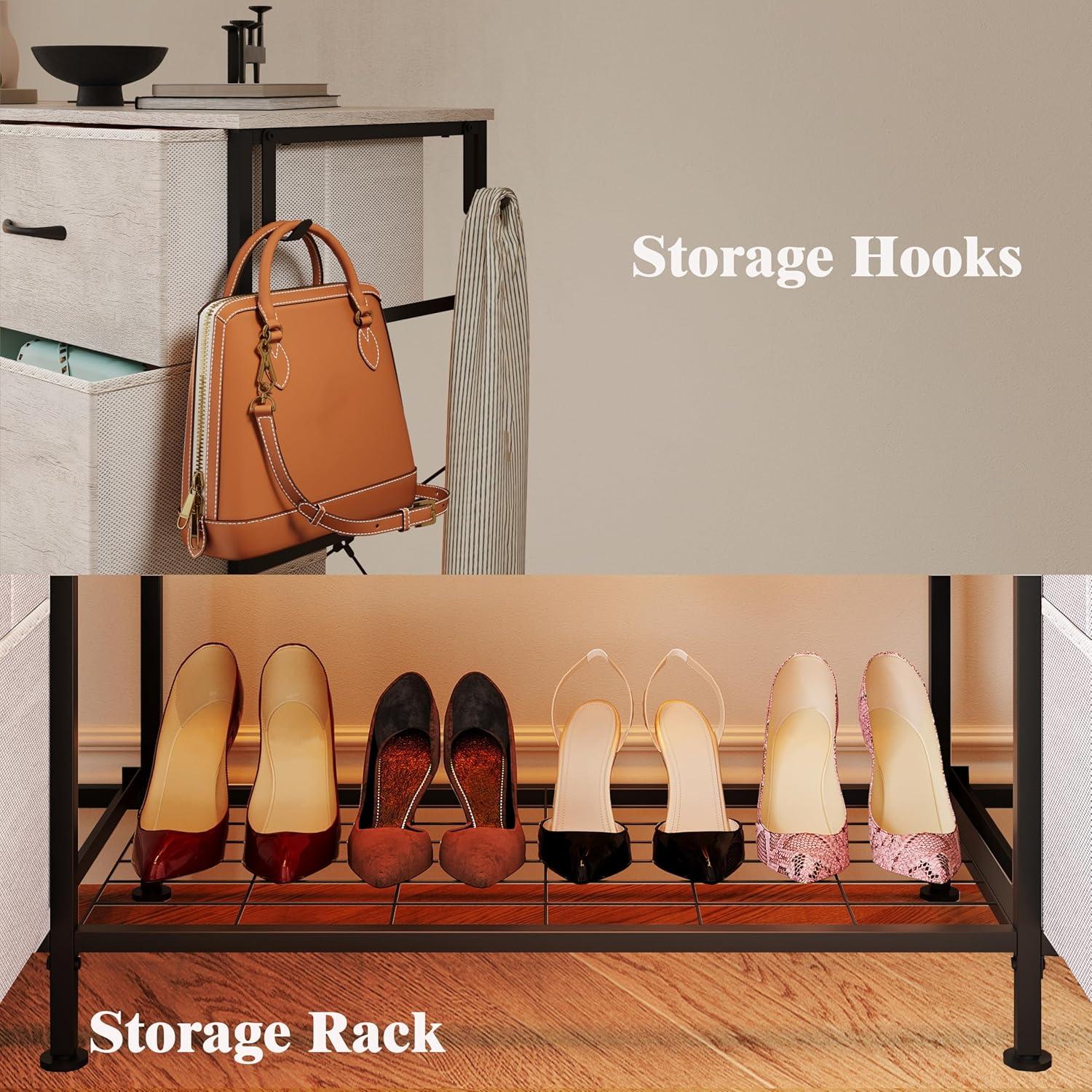 Tocador LUMTOK 10 Cajones con Perchero y Luces LED Gris