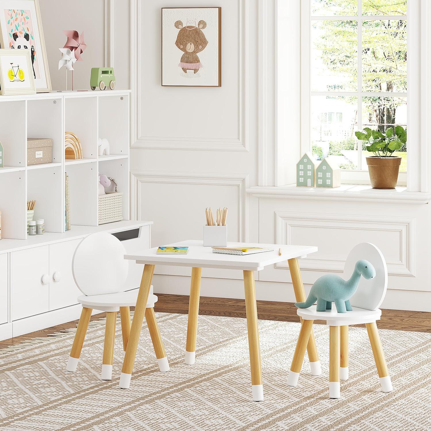 Conjunto de Mesa y 2 Sillas para Niños UTEX - Blanco
