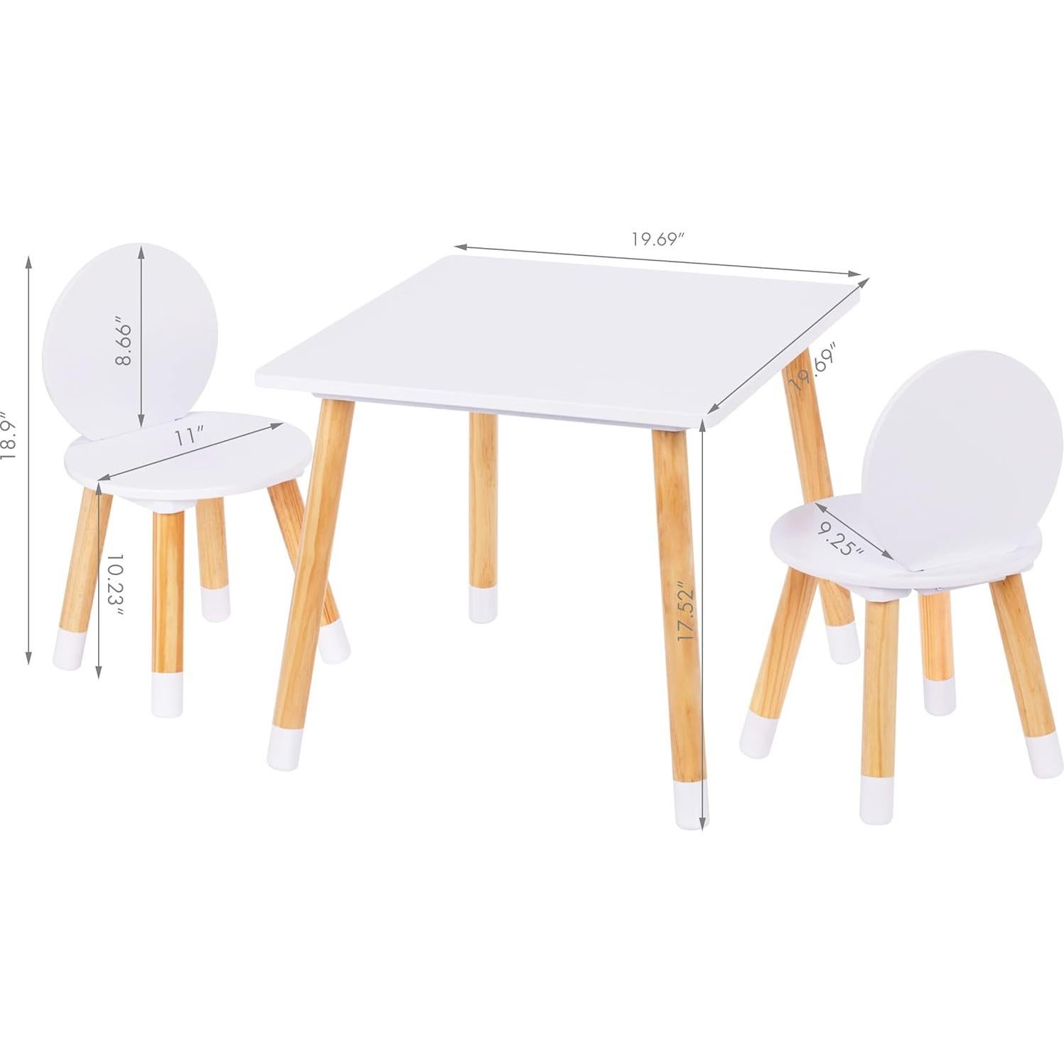 Conjunto de Mesa y 2 Sillas para Niños UTEX - Blanco