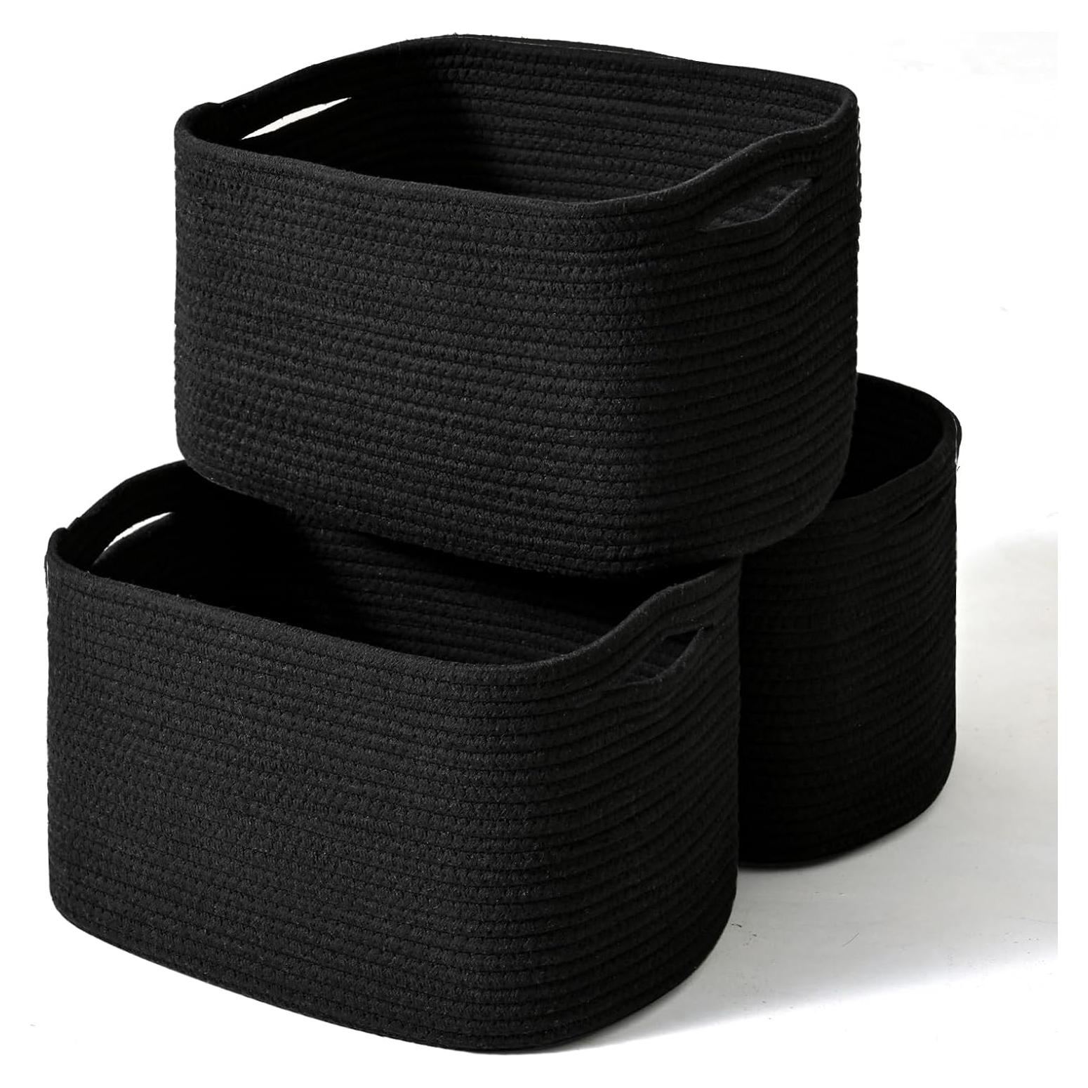 Cestas de Almacenamiento Negras ICERZCZ 3 Paquetes 38x28x14cm