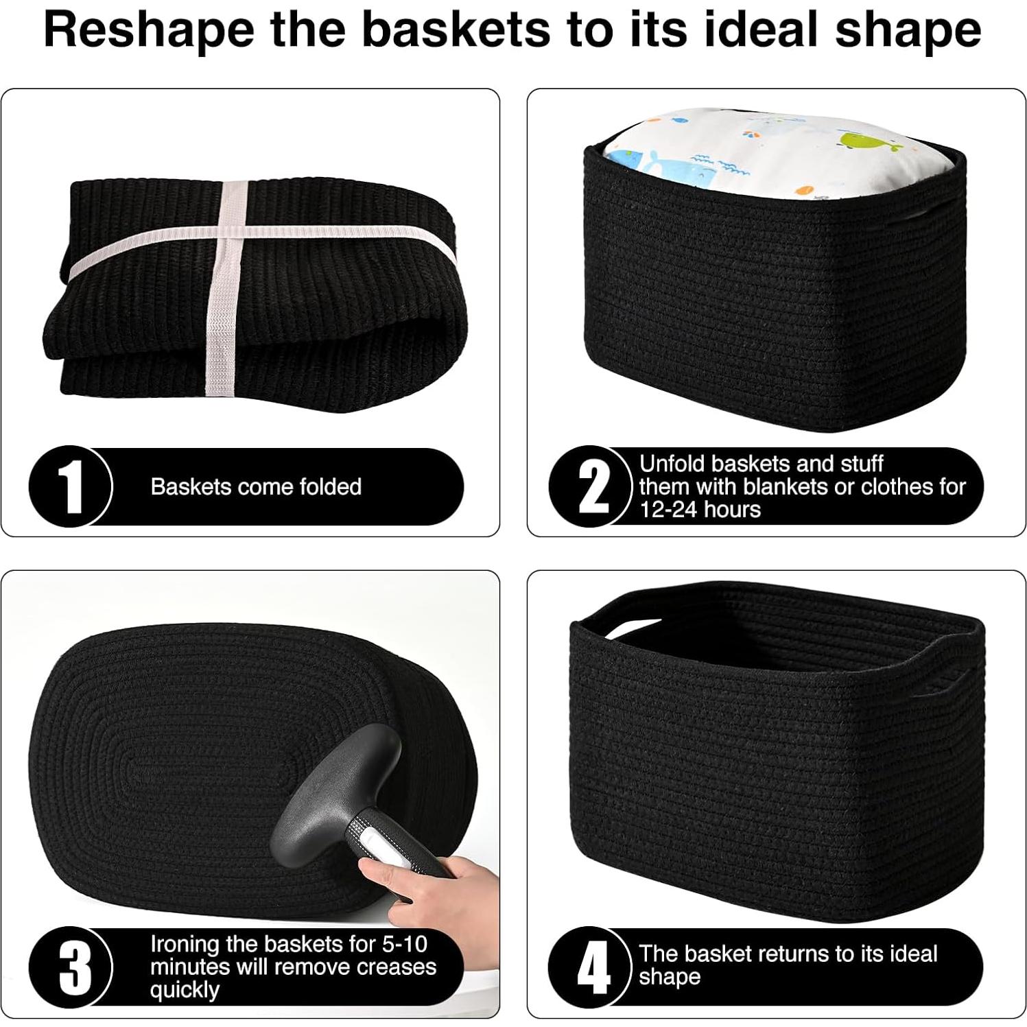 Cestas de Almacenamiento Negras ICERZCZ 3 Paquetes 38x28x14cm