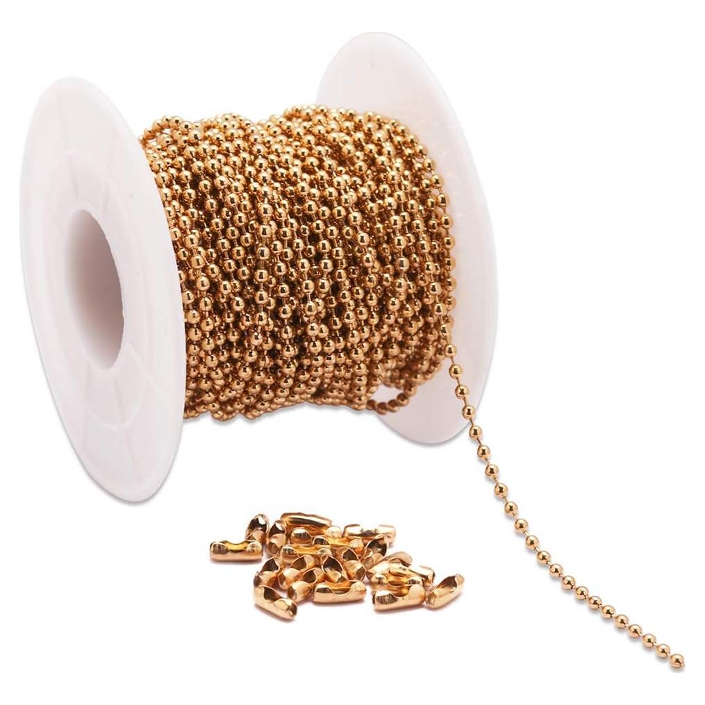 Cadena de bola de acero inoxidable 30 pies Tiparts 2.4mm + 20 conectores