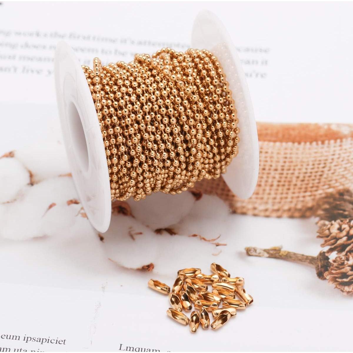 Cadena de bola de acero inoxidable 30 pies Tiparts 2.4mm + 20 conectores