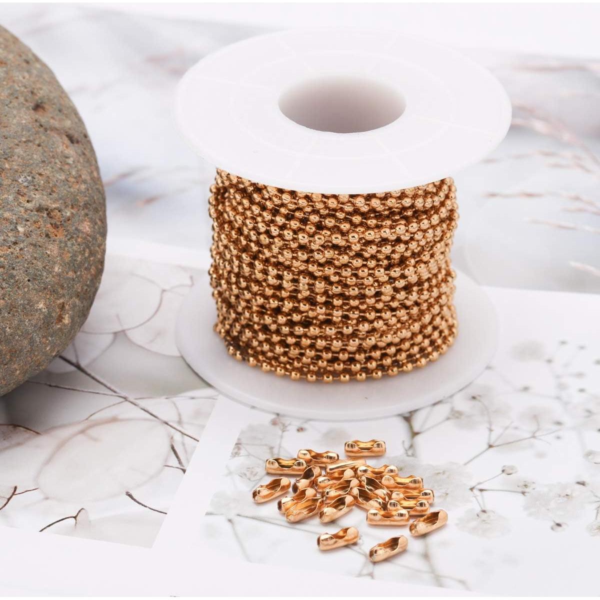 Cadena de bola de acero inoxidable 30 pies Tiparts 2.4mm + 20 conectores