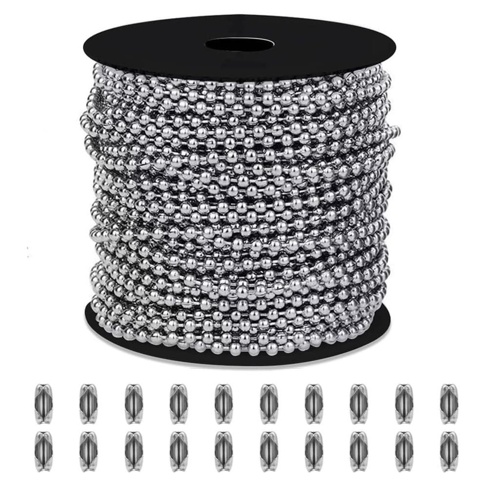 Cadena de Bolas 15M Acero Galvanizado LinHomguy #10 para Manualidades