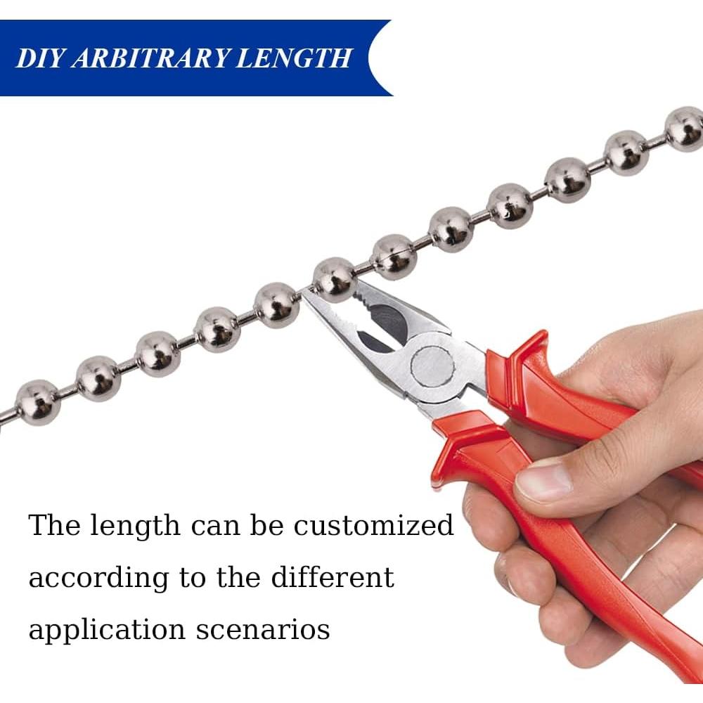 Cadena de Bolas 15M Acero Galvanizado LinHomguy #10 para Manualidades