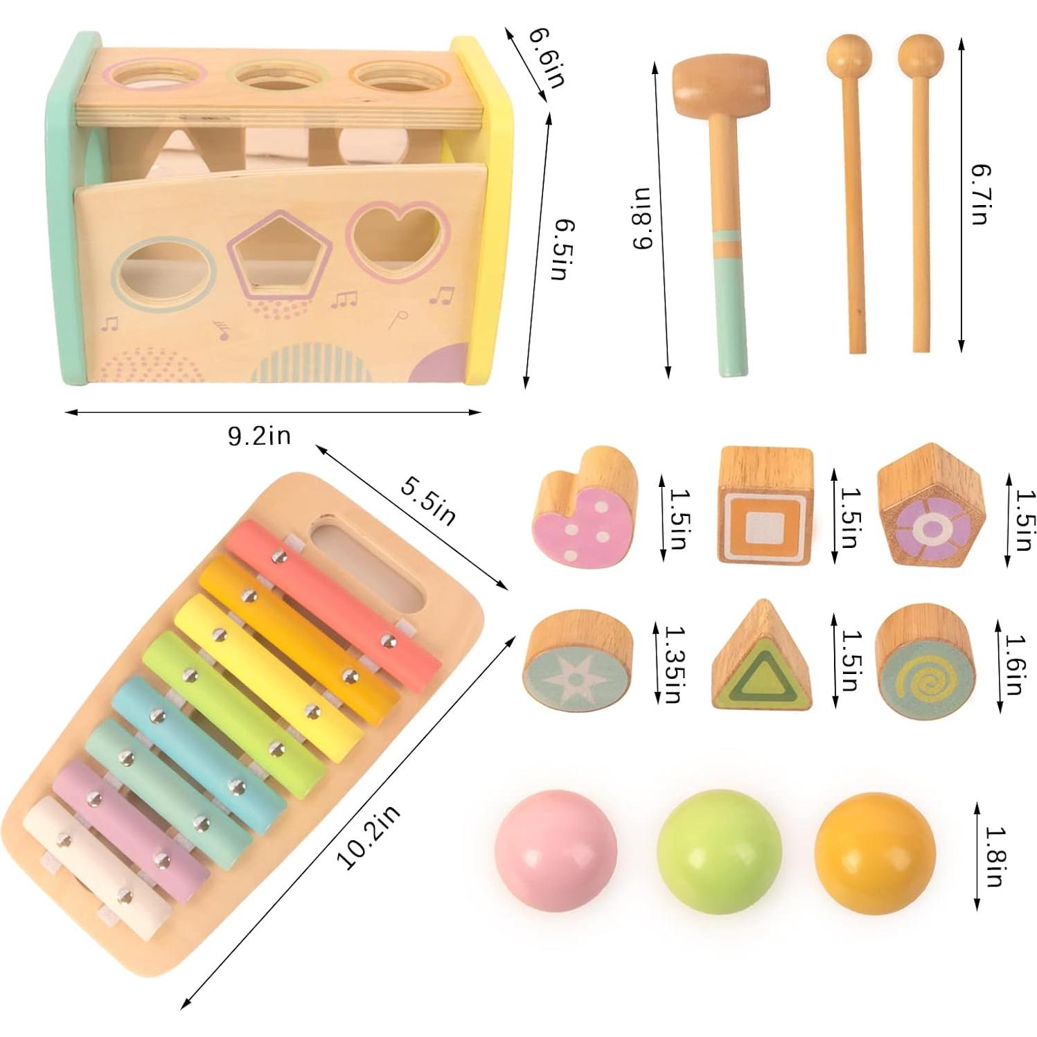 Juguete Educativo de Madera WOODENFUN Martillo y Xilófono