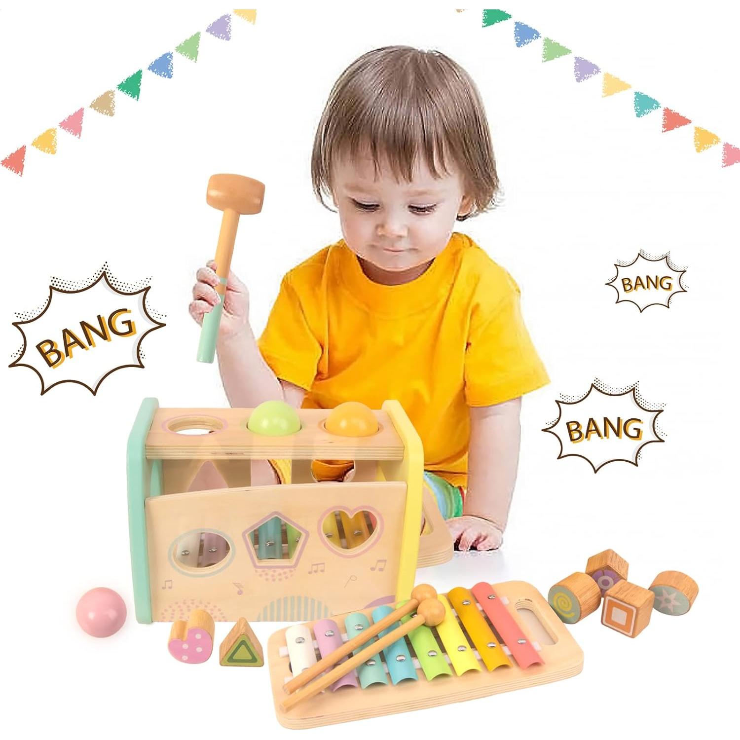 Juguete Educativo de Madera WOODENFUN Martillo y Xilófono