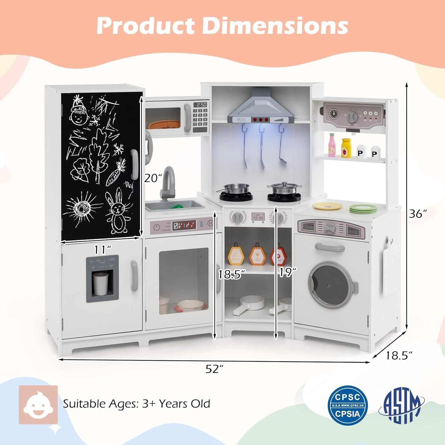Juego de Cocina de Esquina Costzon con Luces y Sonidos 38x132cm