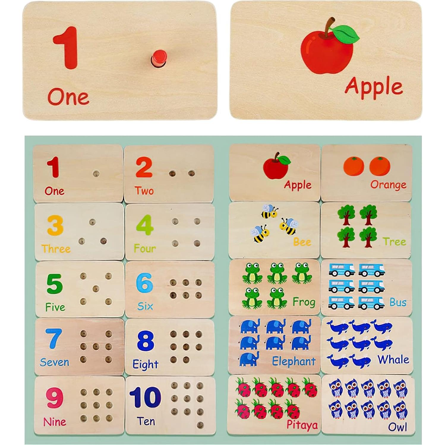 Bloques de Conteo Montessori MIKNEKE - Juguete Educativo 10 Tableros