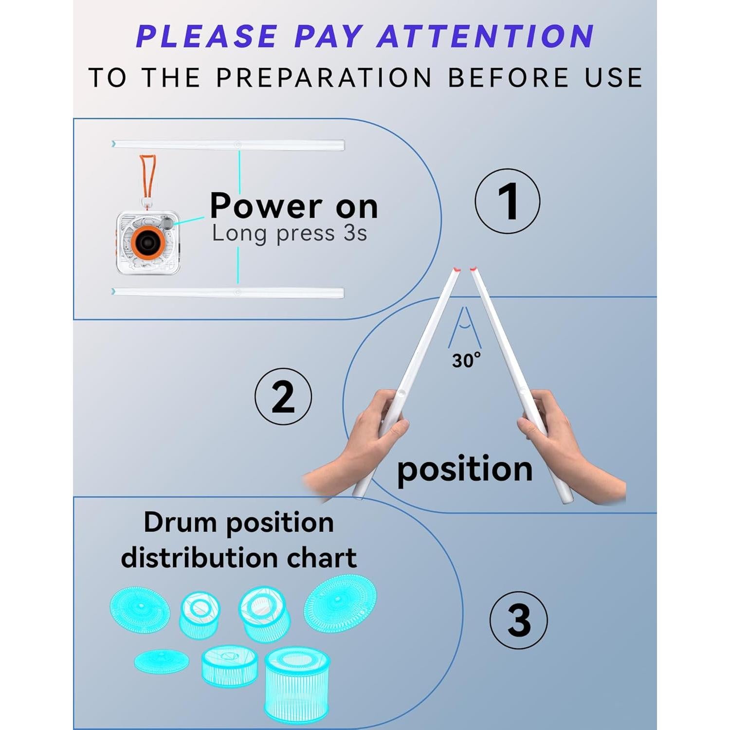 Set de Batería Electrónica Portátil GAMSING GRA20AWHITE - Silenciosa y Práctica