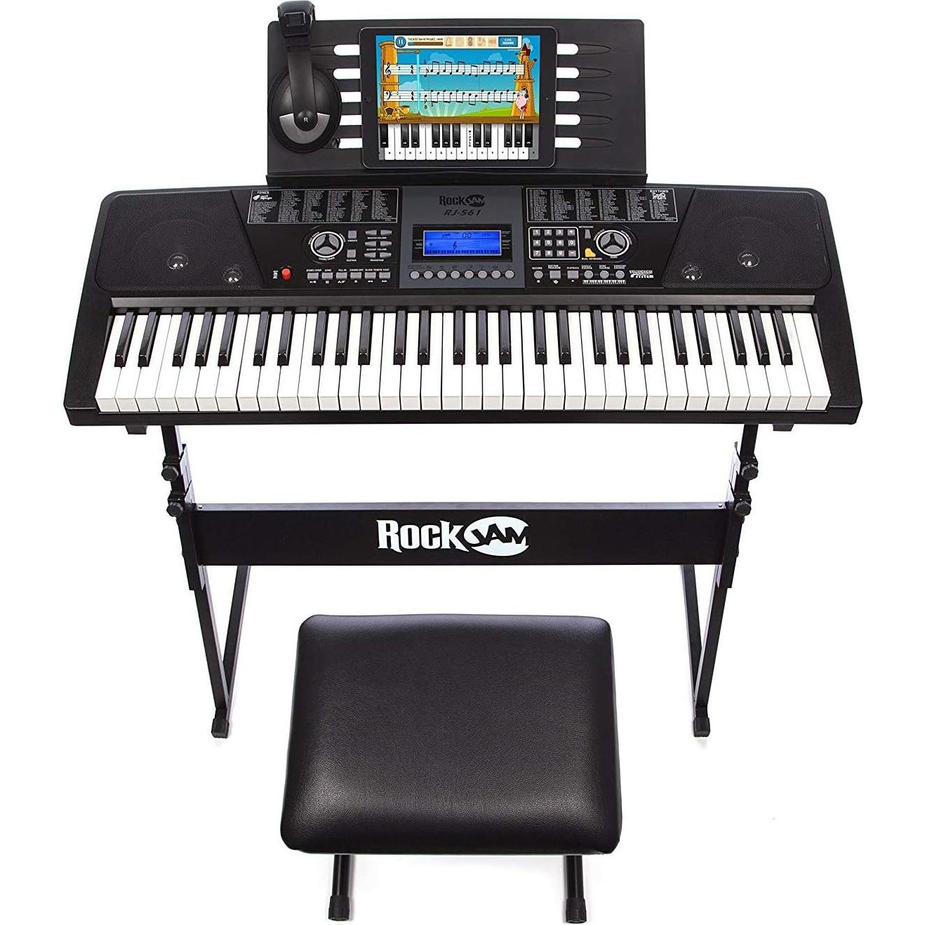 Kit de Piano Teclado RockJam 61 Teclas con Soporte y Auriculares