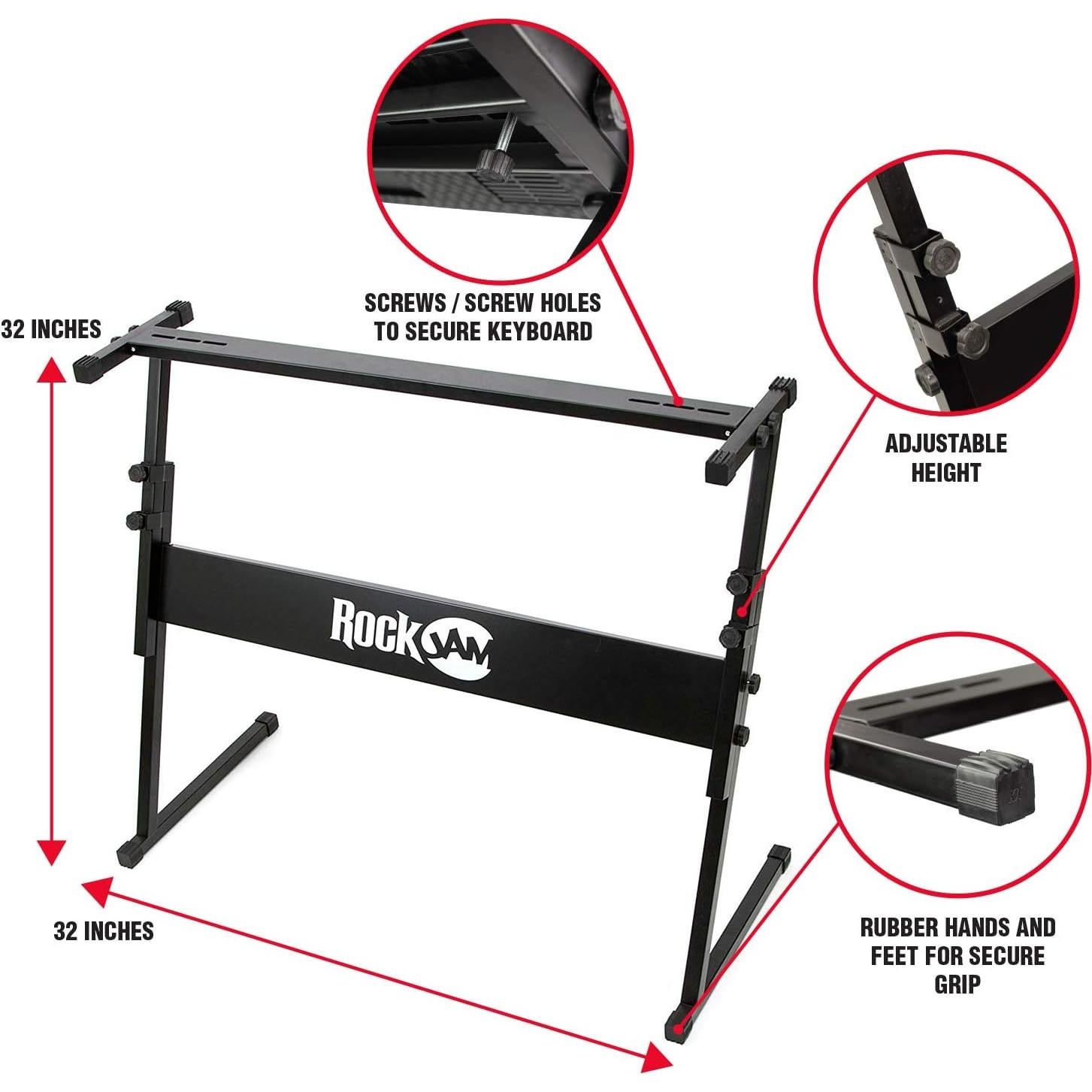Kit de Piano Teclado RockJam 61 Teclas con Soporte y Auriculares