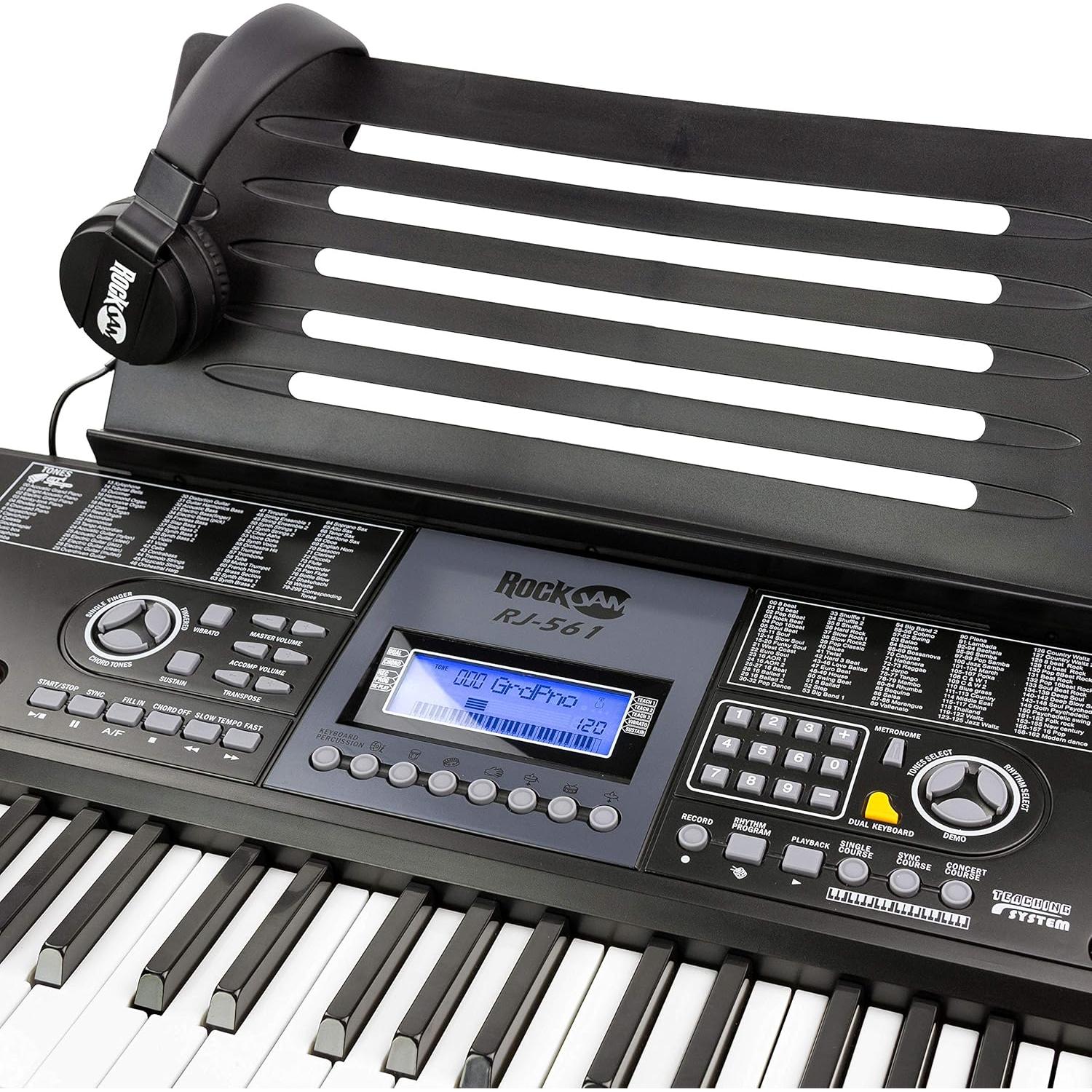 Kit de Piano Teclado RockJam 61 Teclas con Soporte y Auriculares