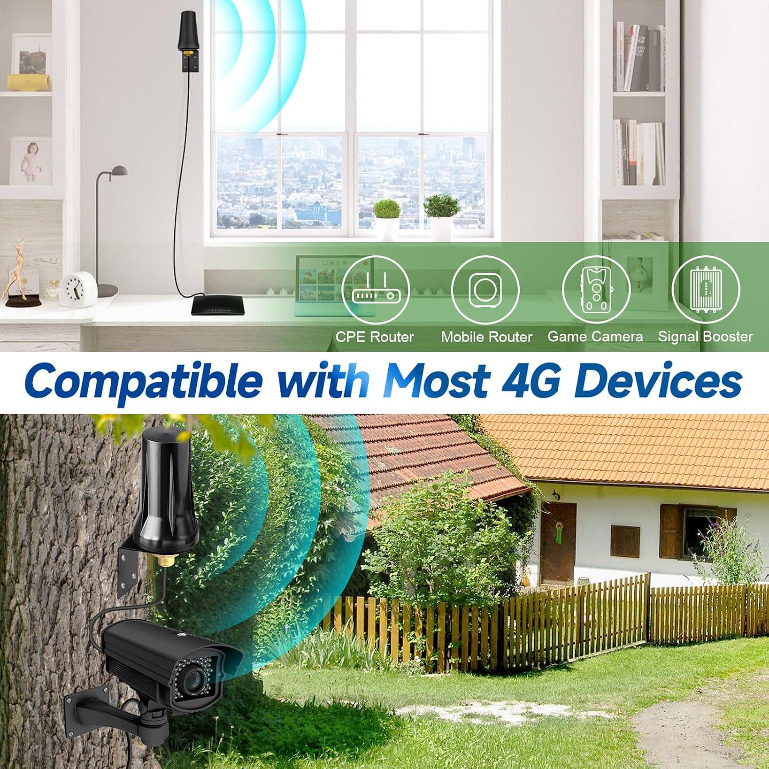 Antena Exterior 4G LTE Bingfu SMA Macho Impermeable 5dBi