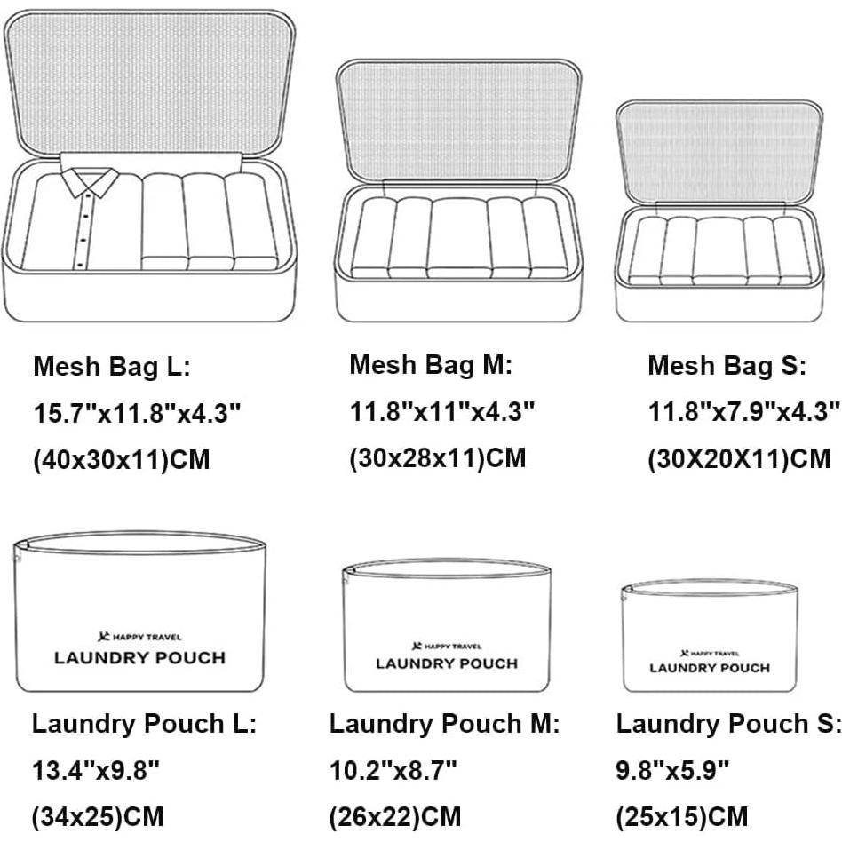 Set de 6 Cubos de Empaque Laebevon Nylon Impermeable Beige