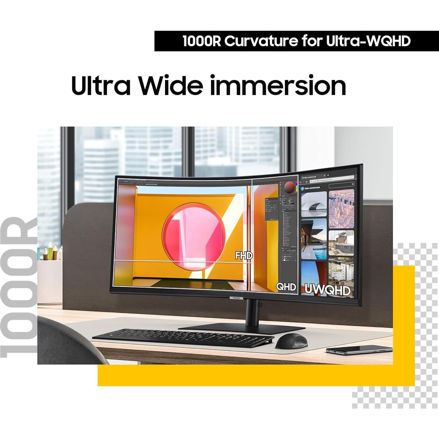 Monitor Curvo Samsung 34" S65UC Ultra-WQHD 100Hz USB-C