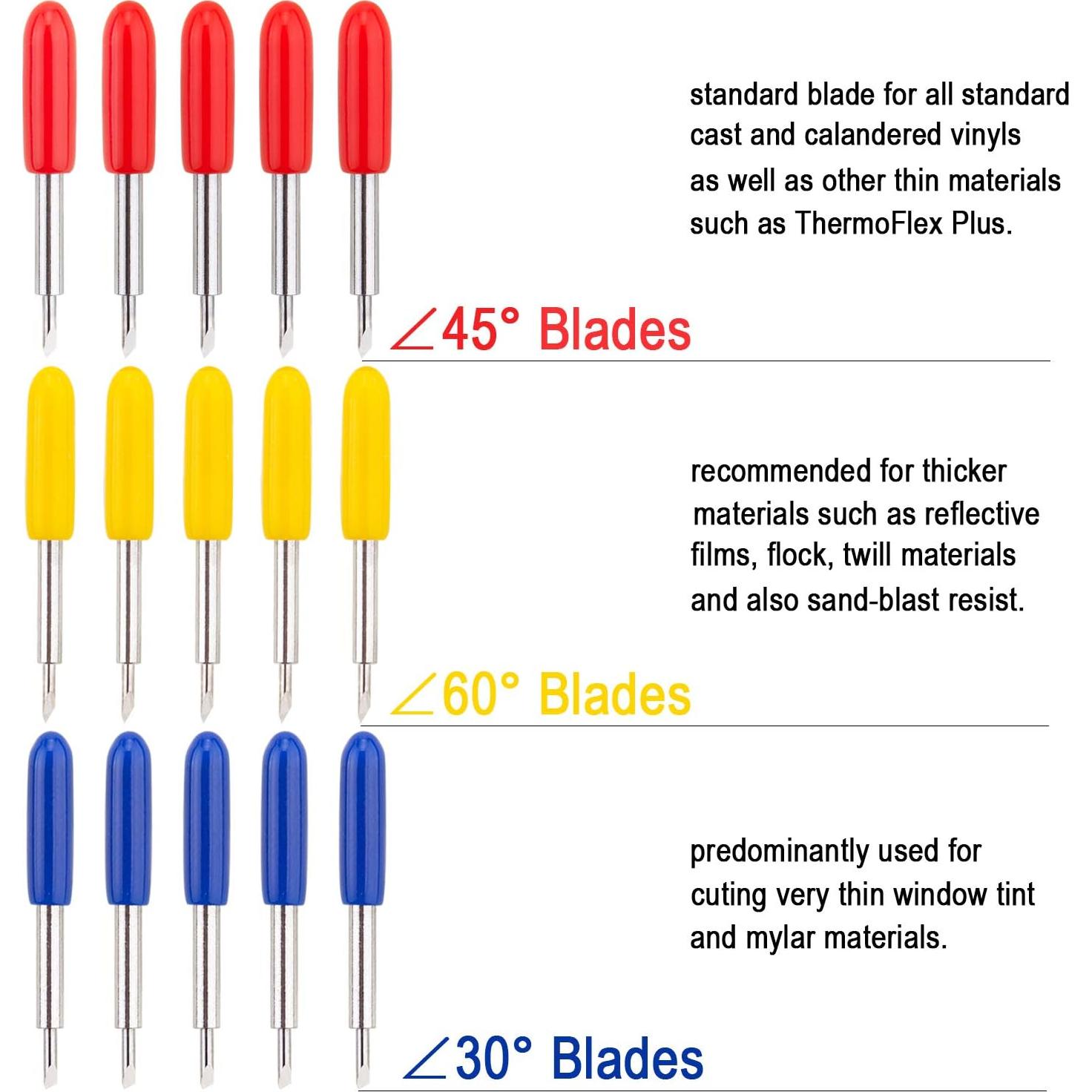 15 Cuchillas de Cortador de Vinilo ADVcer 30/45/60 Grados
