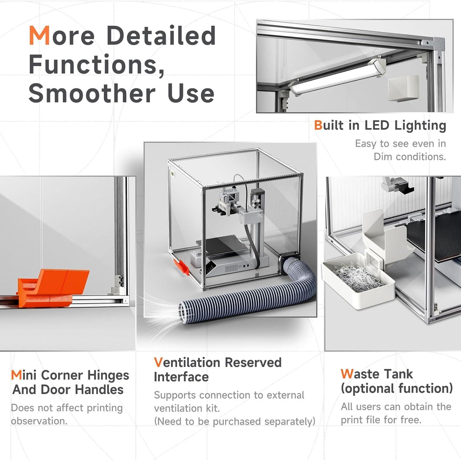 Cubierta Acrílica para Impresora 3D Bambu Lab A1 Mini 470x470x470mm