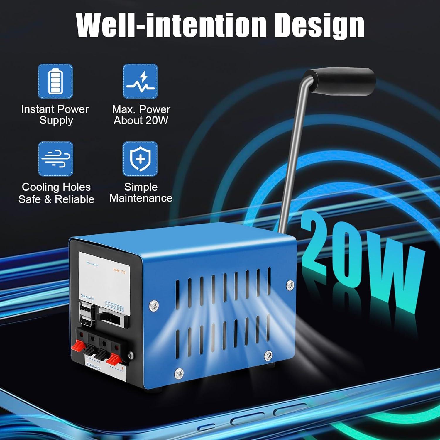 Generador de Manivela WXLTSGM 20W Portátil Ecológico