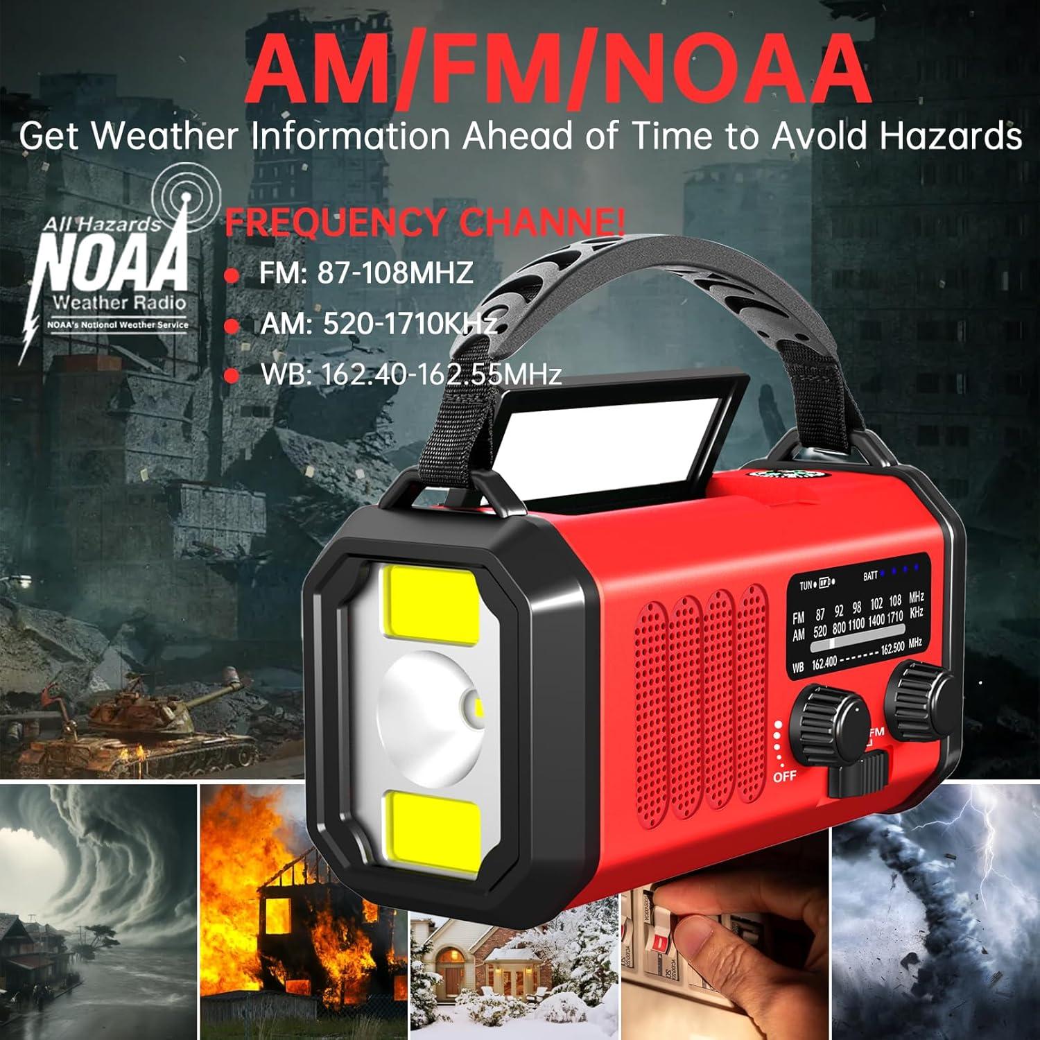 Radio de Emergencia TFTDOUP 20000mAh Solar Manivela AM/FM