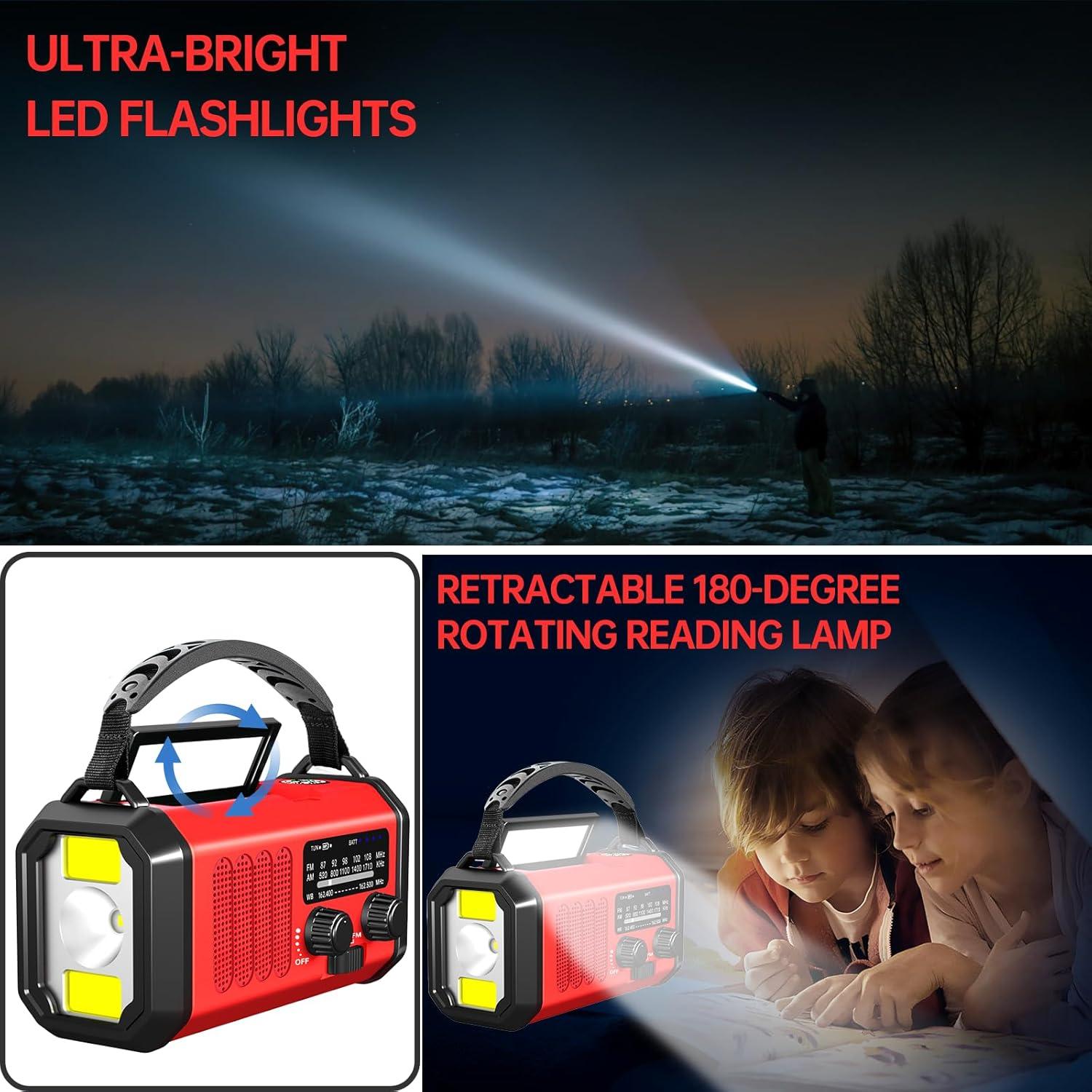 Radio de Emergencia TFTDOUP 20000mAh Solar Manivela AM/FM