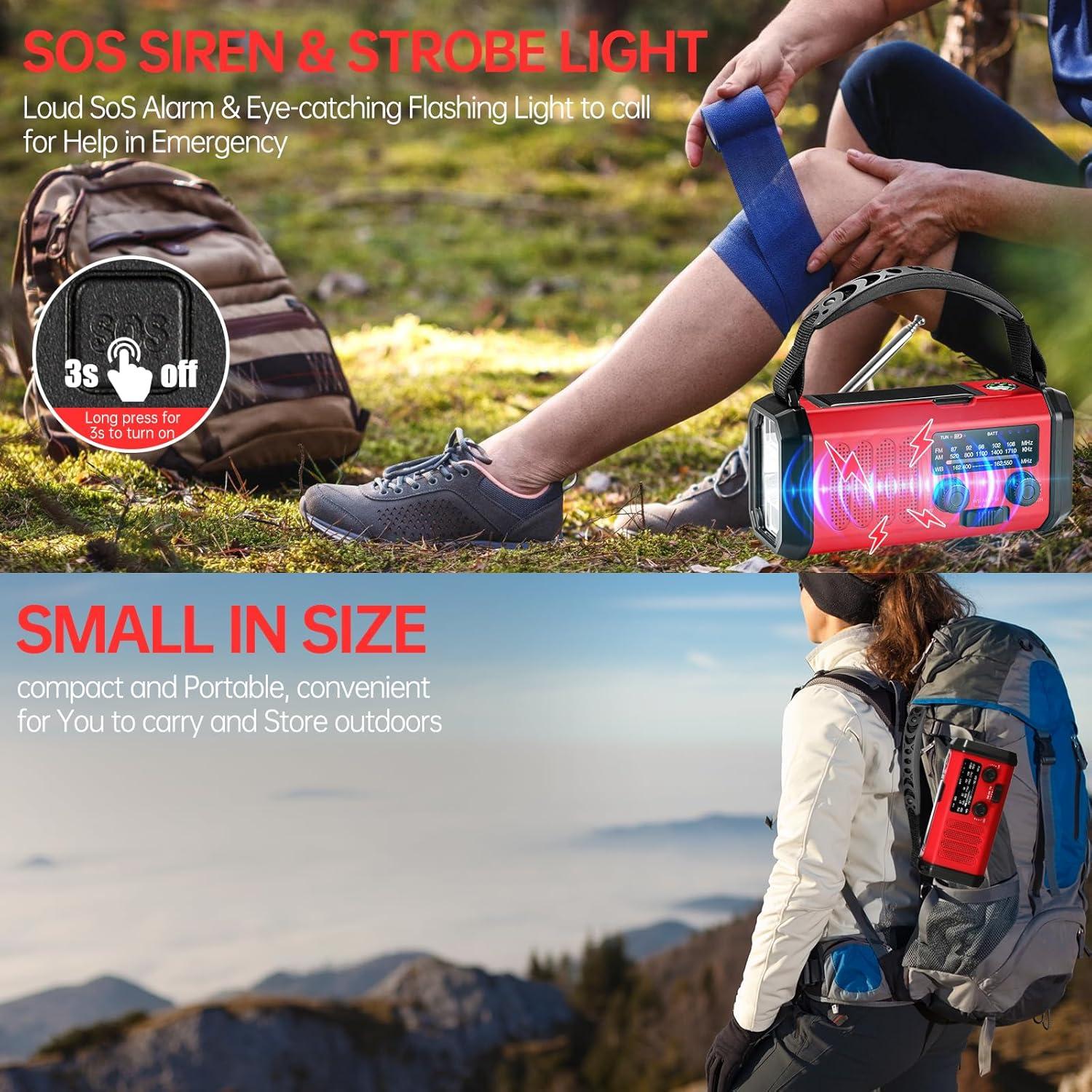 Radio de Emergencia TFTDOUP 20000mAh Solar Manivela AM/FM