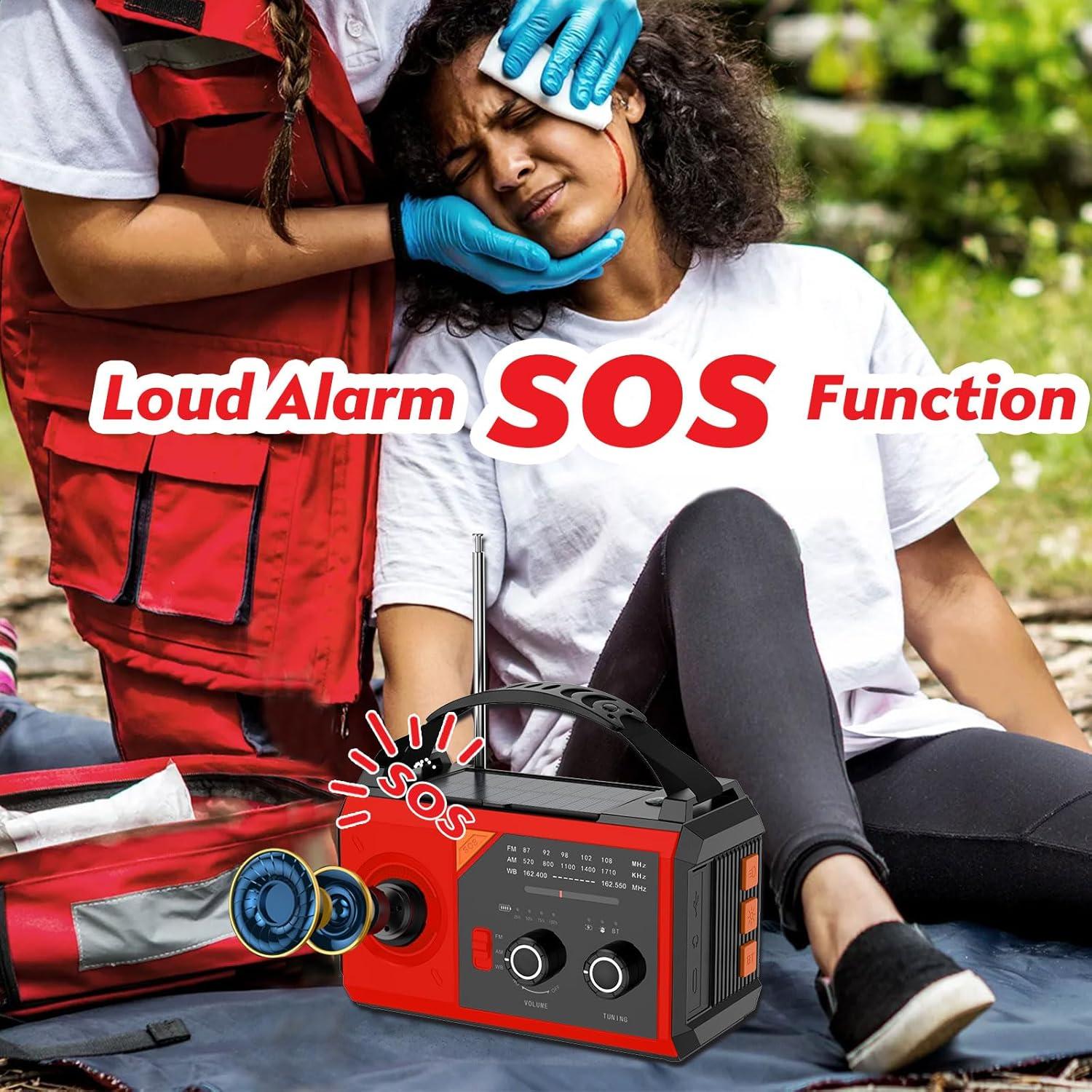 Radio de Emergencia Solar 20000mAh AM/FM NOAA - Linterna y Cargador