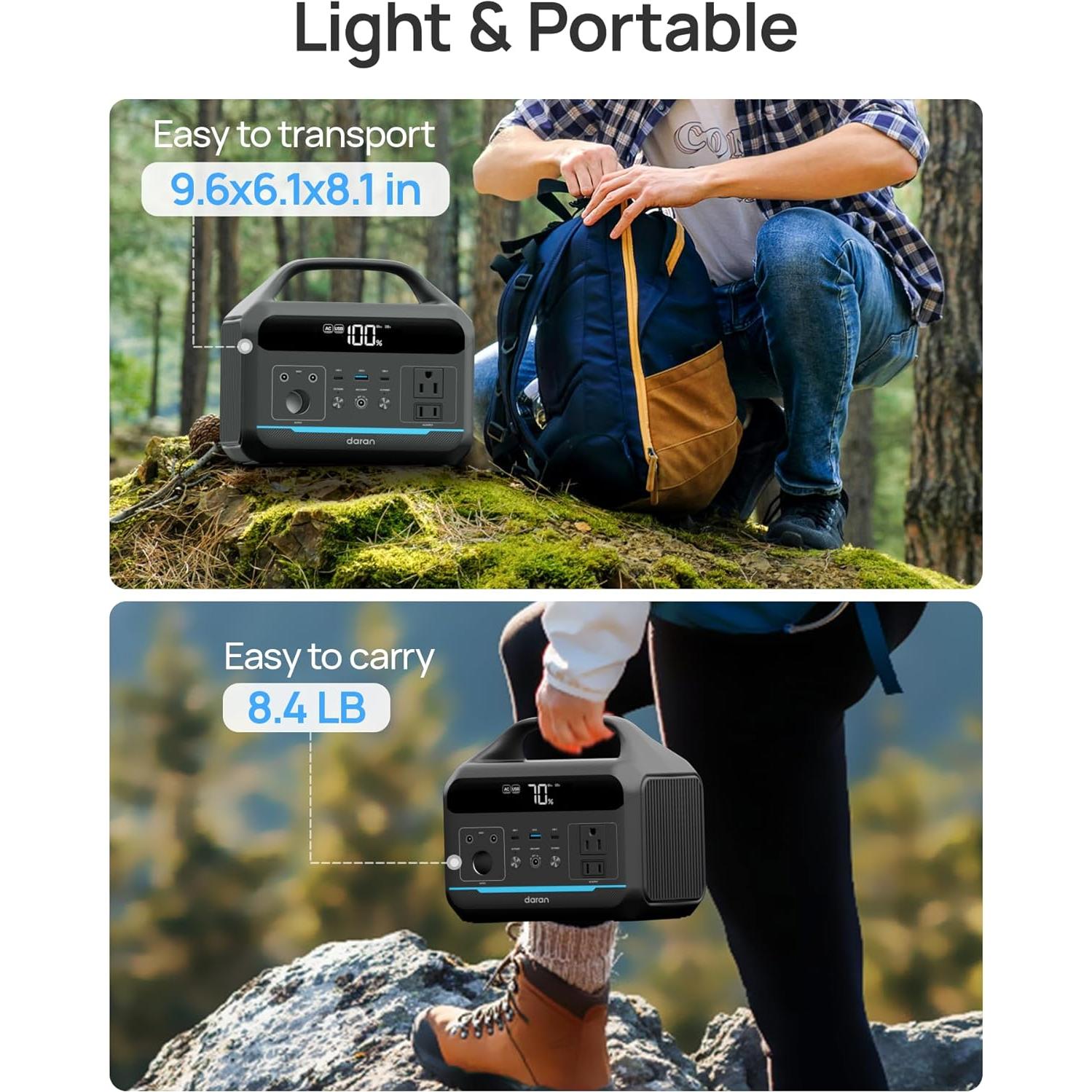 Estación de Energía Portátil Daran 600W 288Wh para Camping