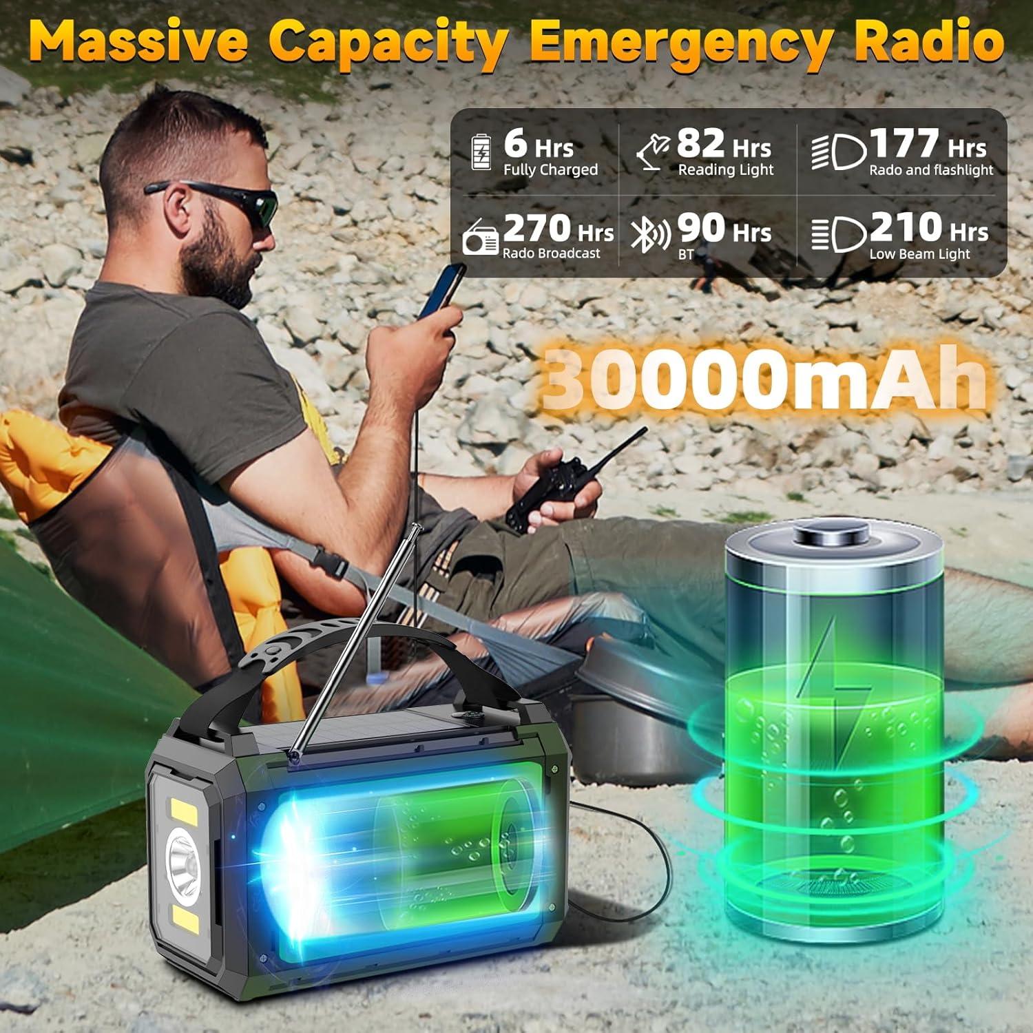 Radio de Emergencia Solar BAYTWA H27 30000mAh con Linterna
