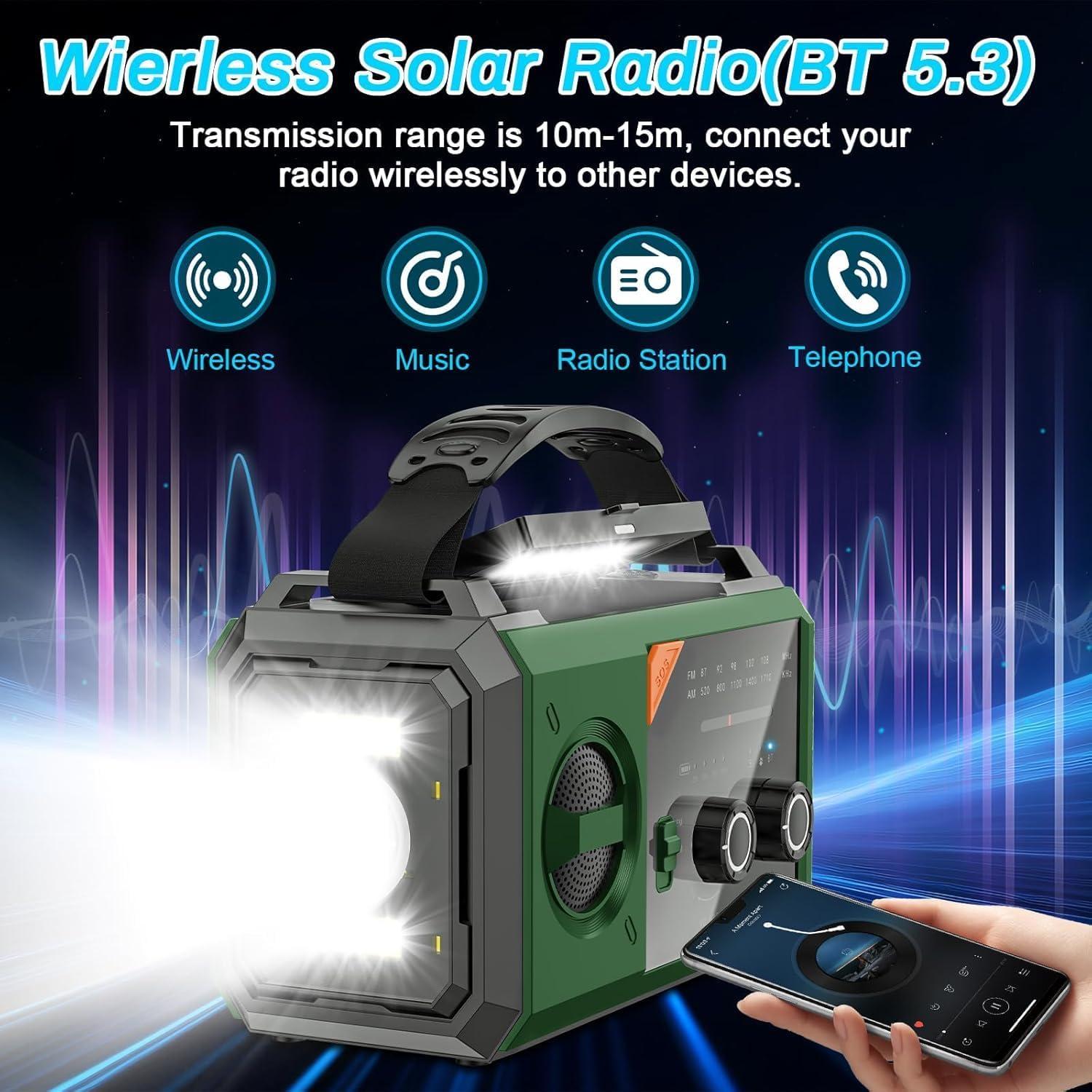 Radio de Emergencia Solar BAYTWA H27 30000mAh con Linterna