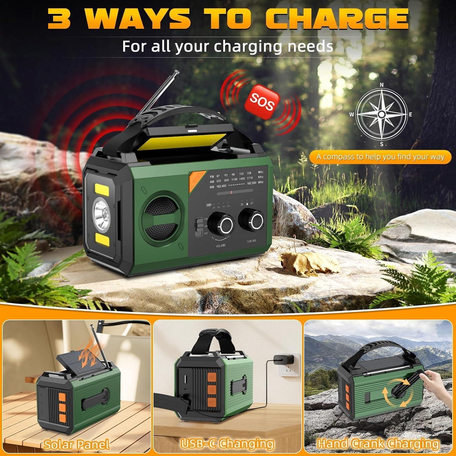 Radio de Emergencia Solar BAYTWA H27 30000mAh con Linterna