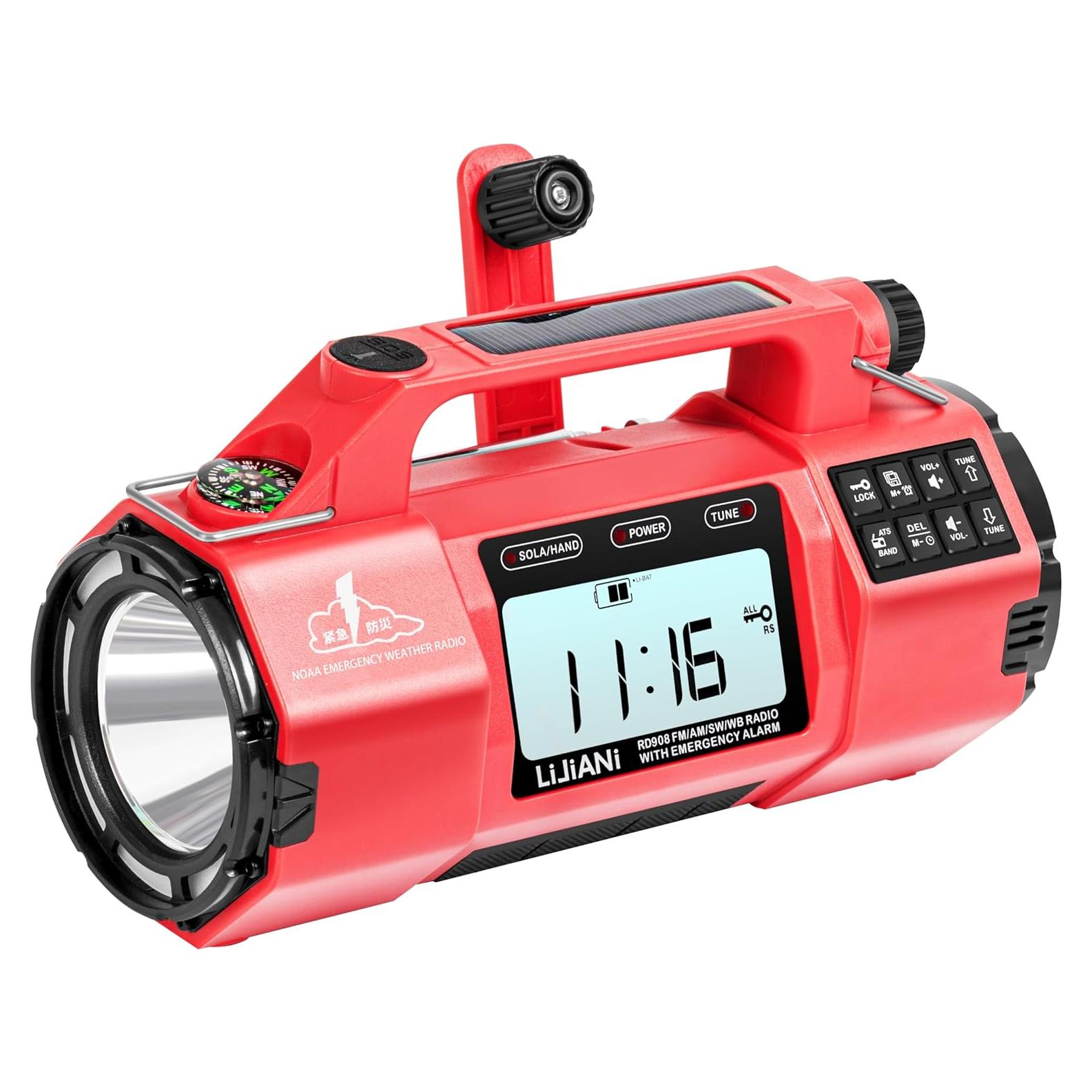 Radio Meteorológica de Emergencia LIJIANI HRD-908 Solar Manivela