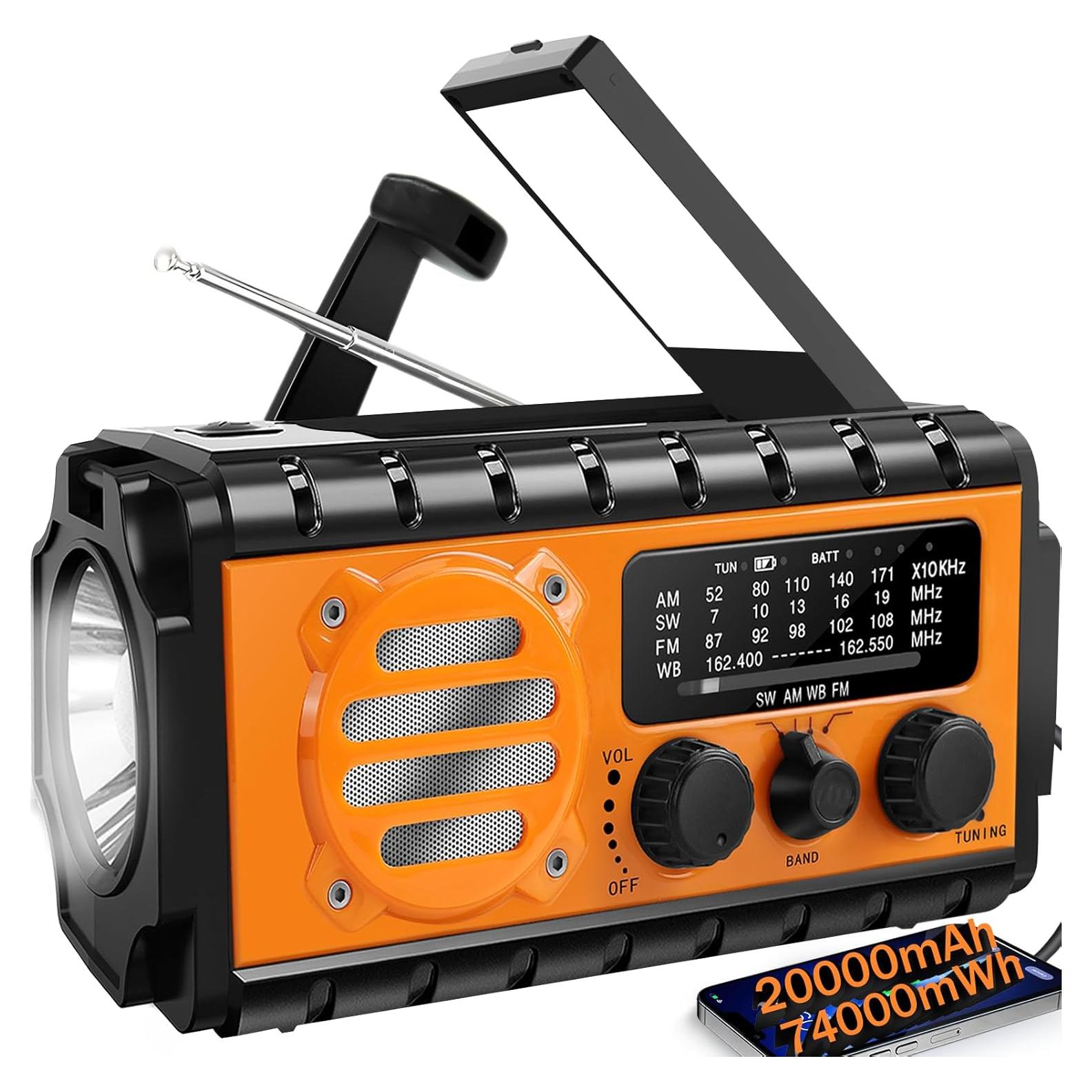 Radio Meteorológica de Emergencia Juvihuxy 20000mAh con Manivela