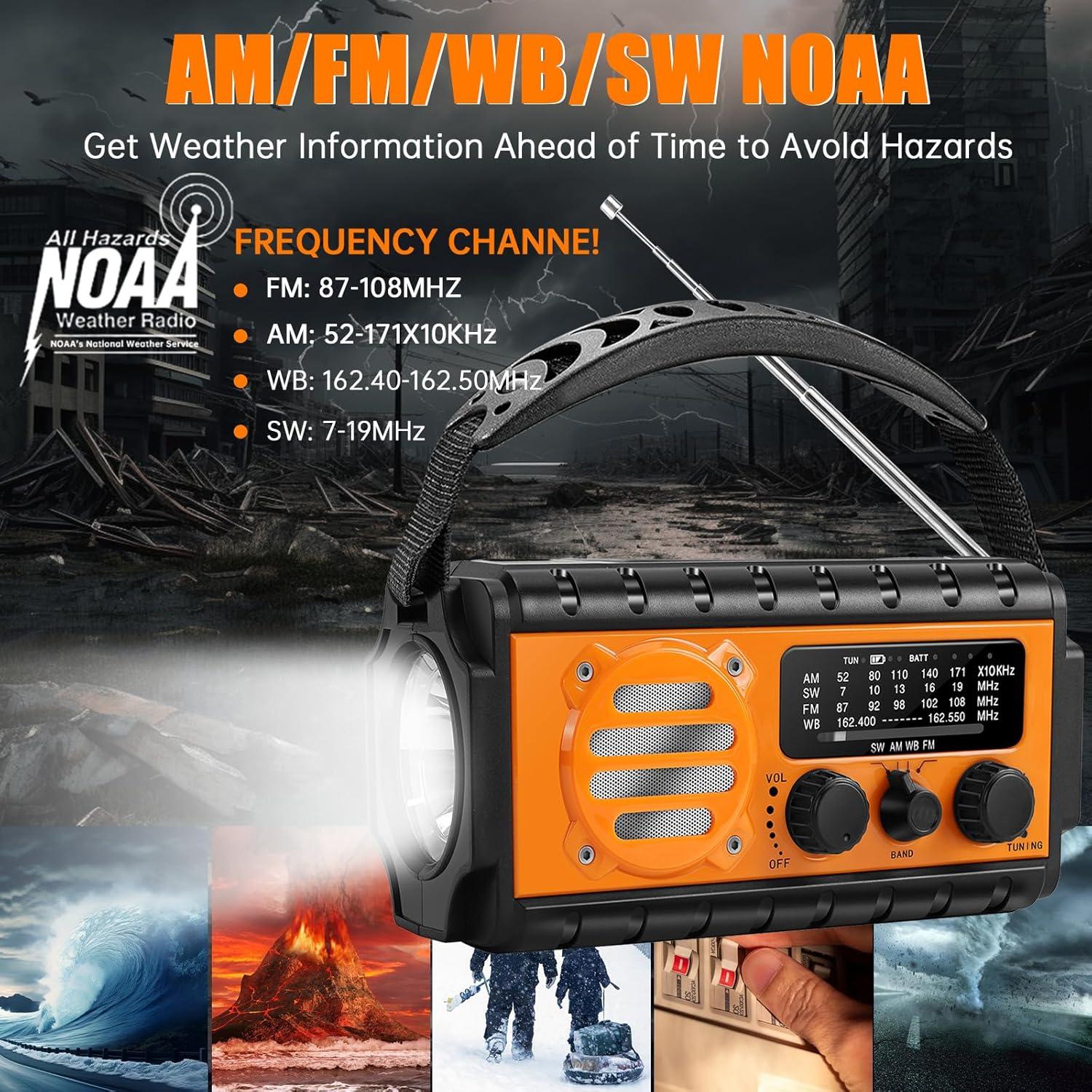 Radio Meteorológica de Emergencia Juvihuxy 20000mAh con Manivela